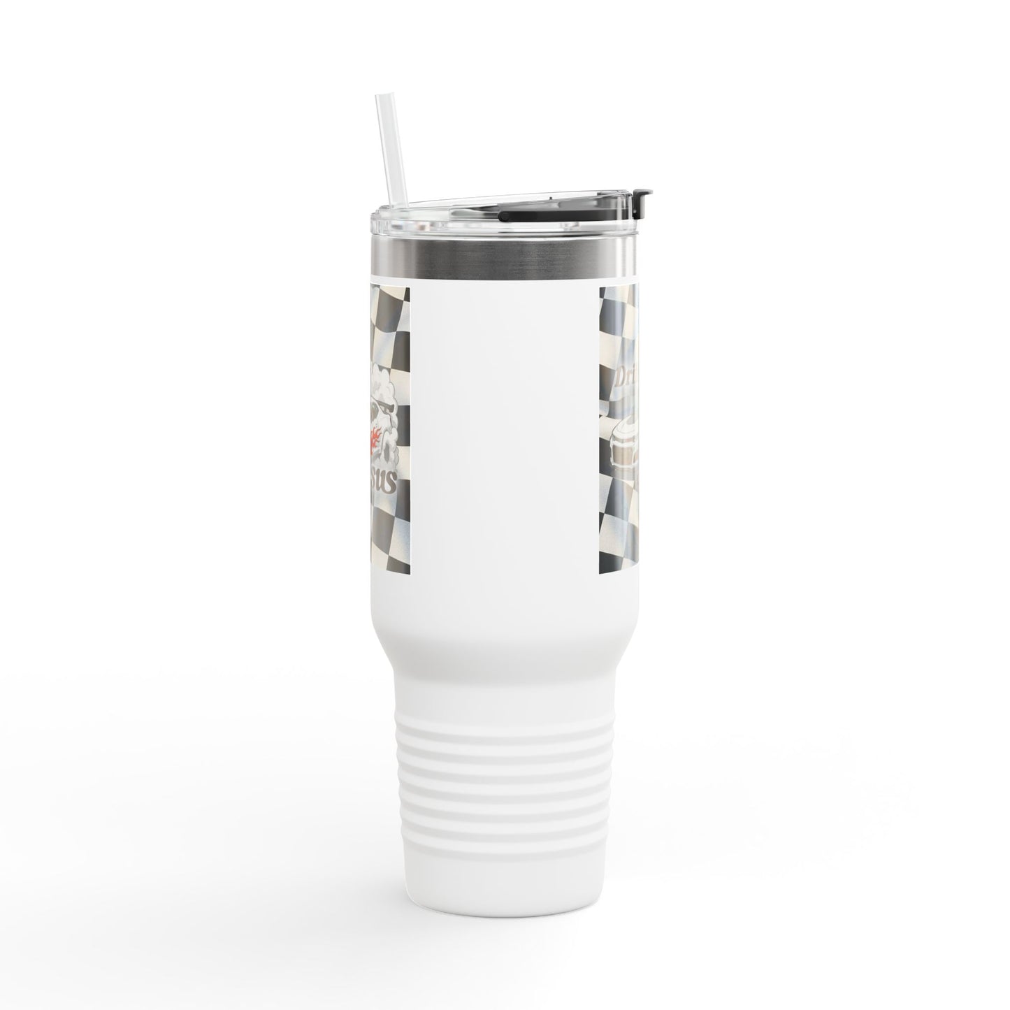 40oz Insulated Travel Mug — Racing Checkered Flag Design