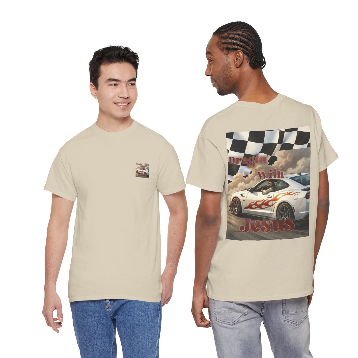 T-Shirt — "Dragin' With Jesus" Retro Racing Graphic Tee