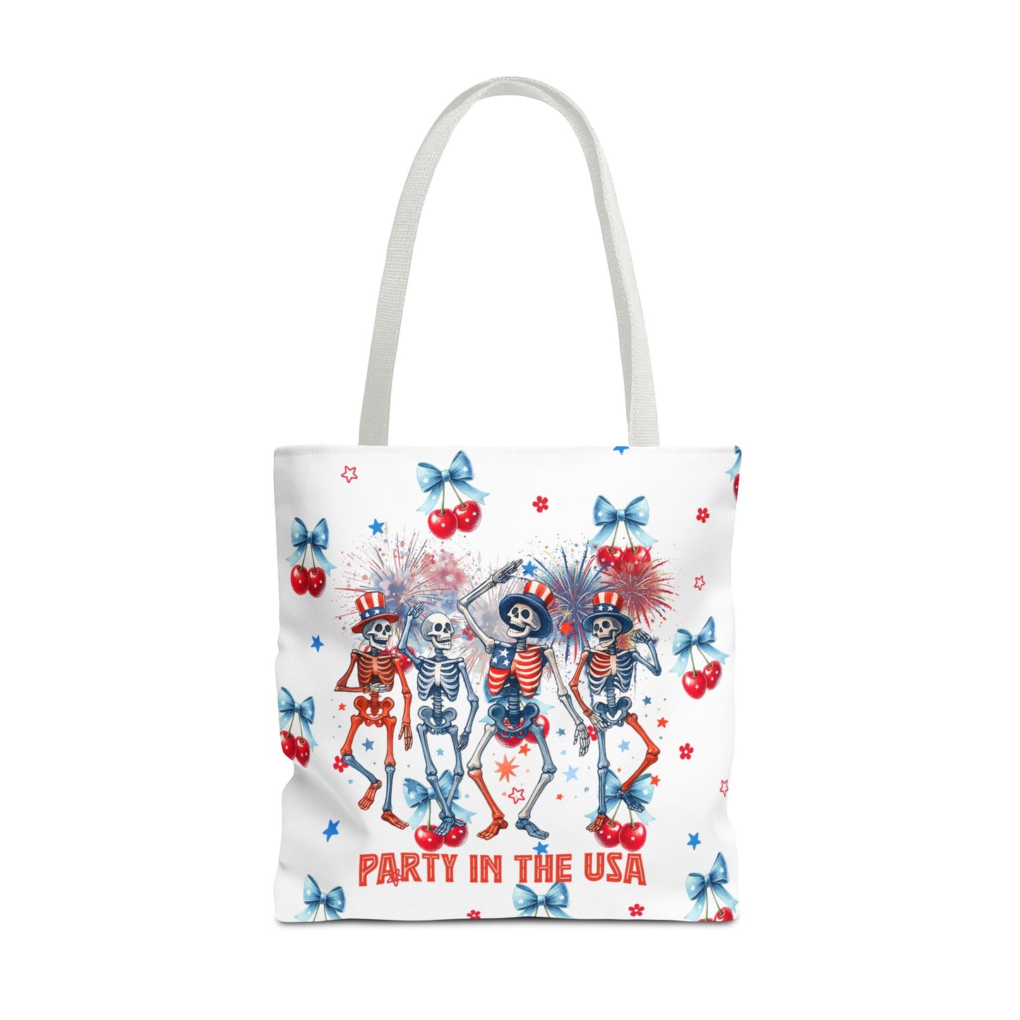 Patriotic Skeletons Tote Bag — "Party in the USA" 4th of July All-Over Print