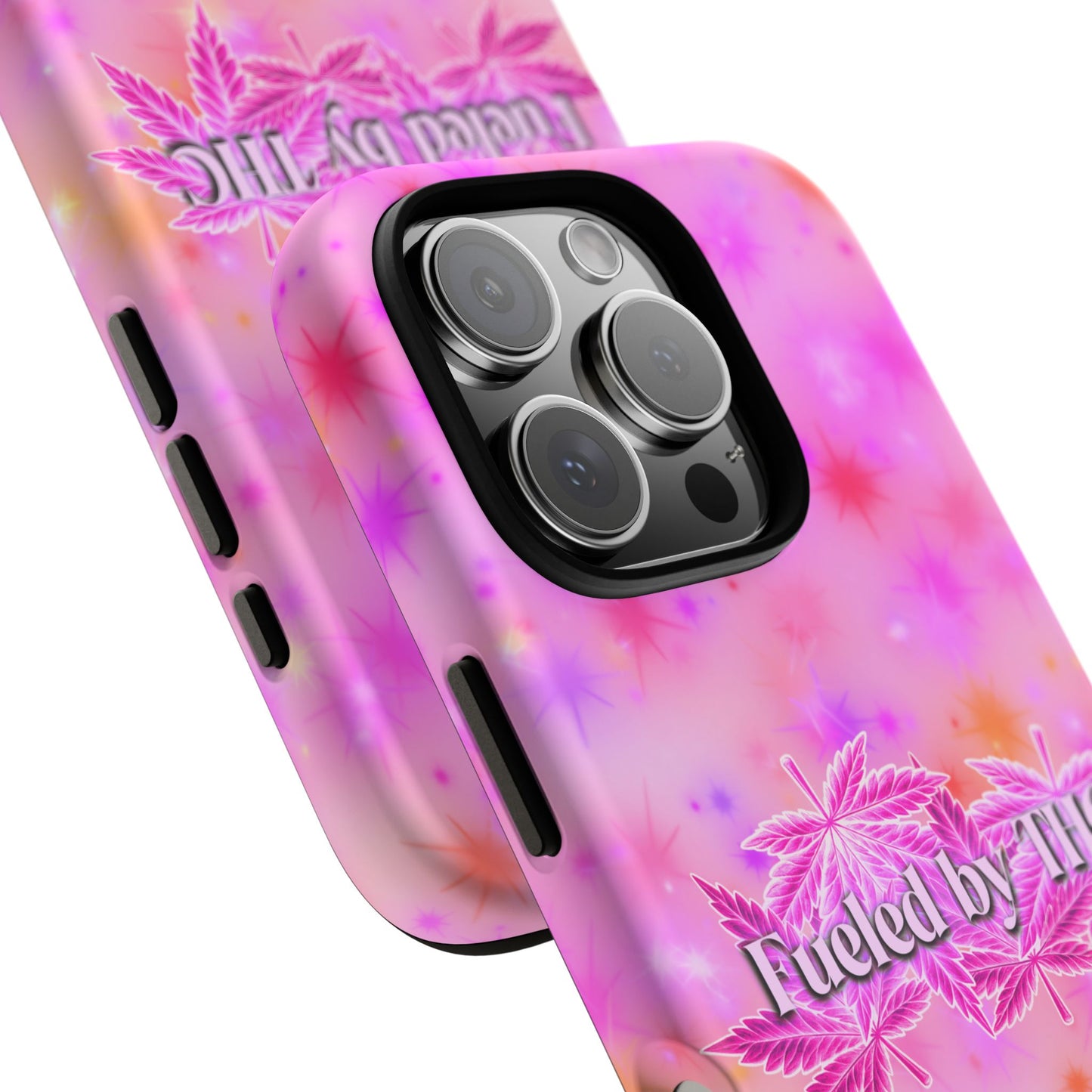 Fueled by THC Phone Case — Pink Cannabis Leaf Protective Case