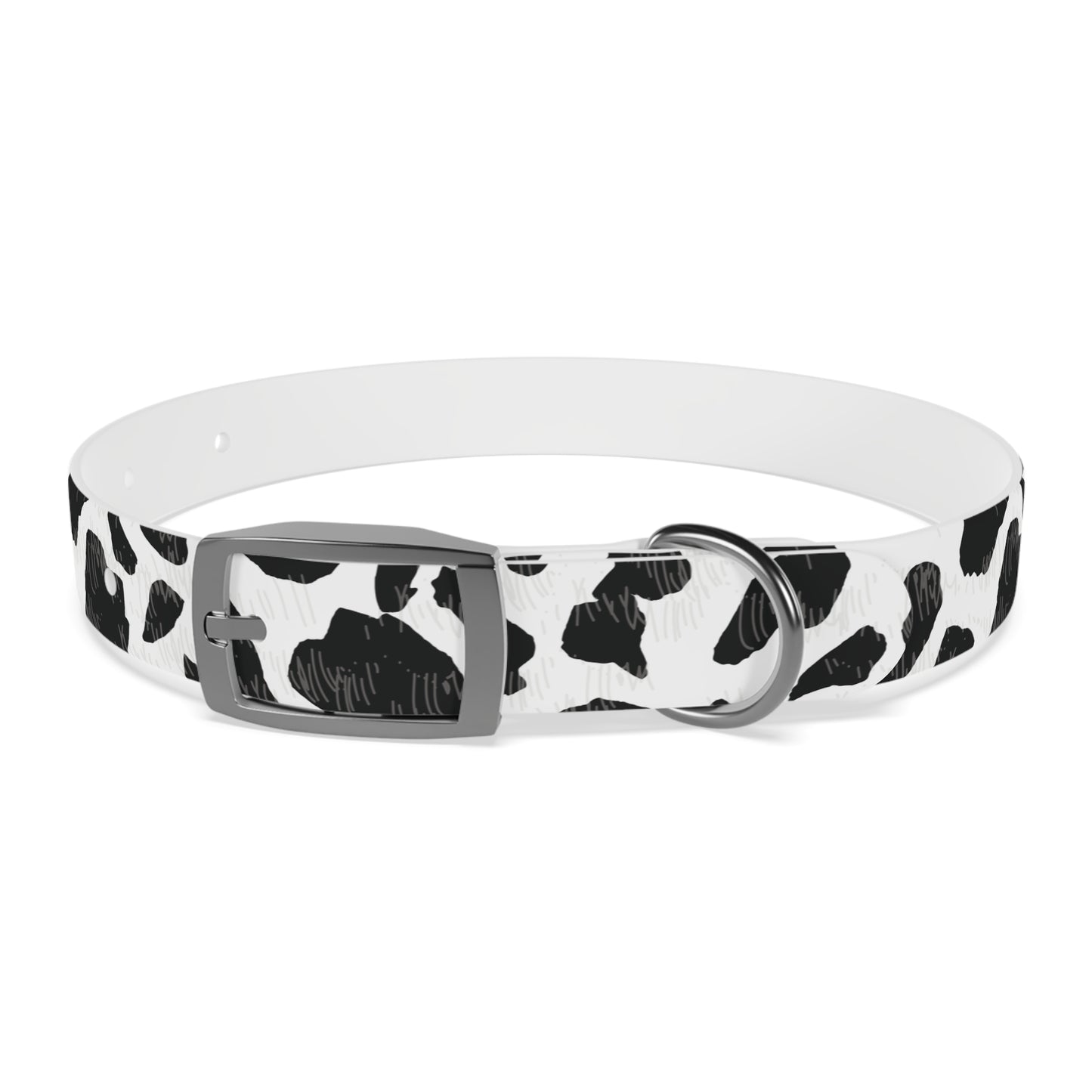 Cow Print Dog Collar — Black & White Spot Pattern