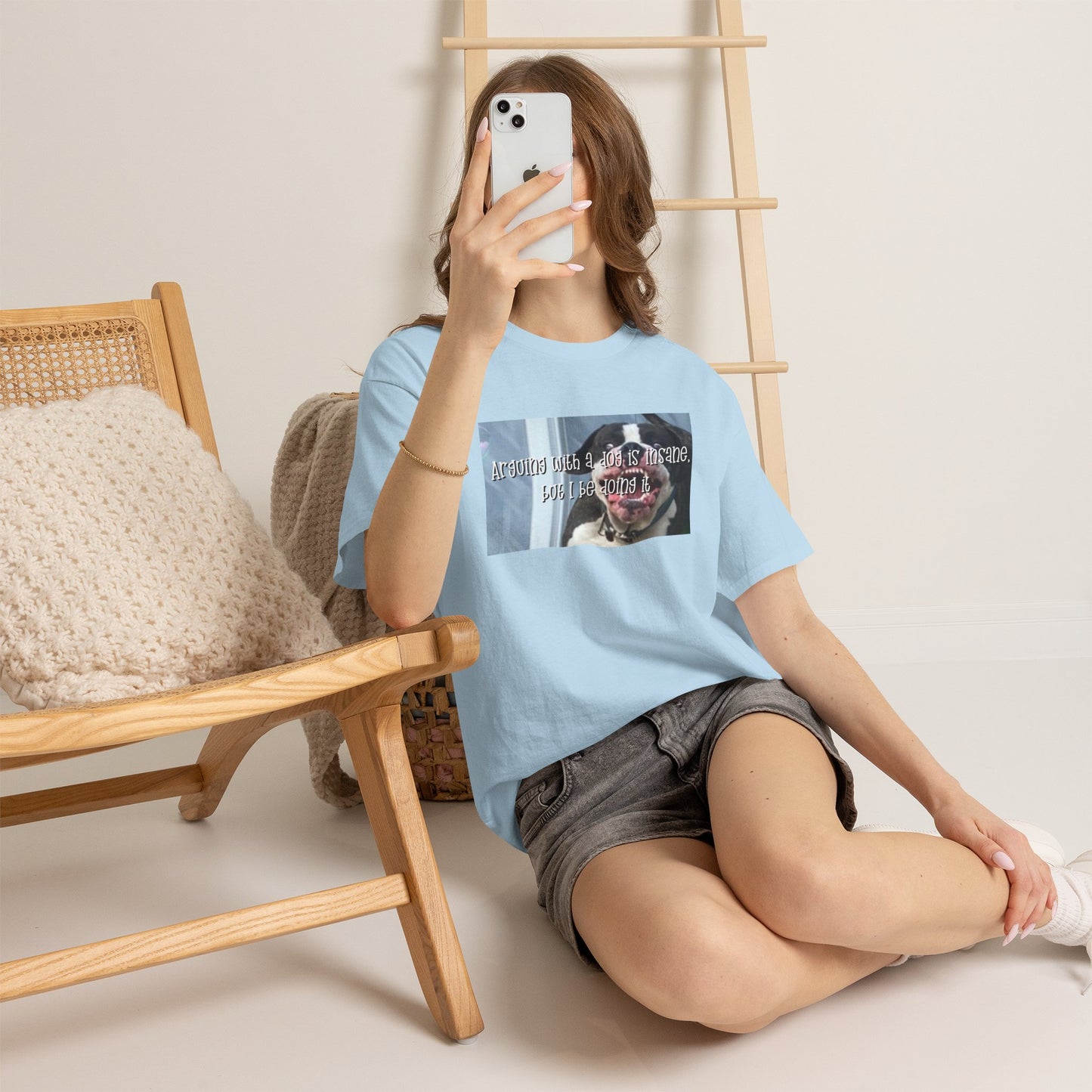 Funny Dog Meme T‑Shirt – “Arguing with a dog is insane but I be doin it” Graphic Tee