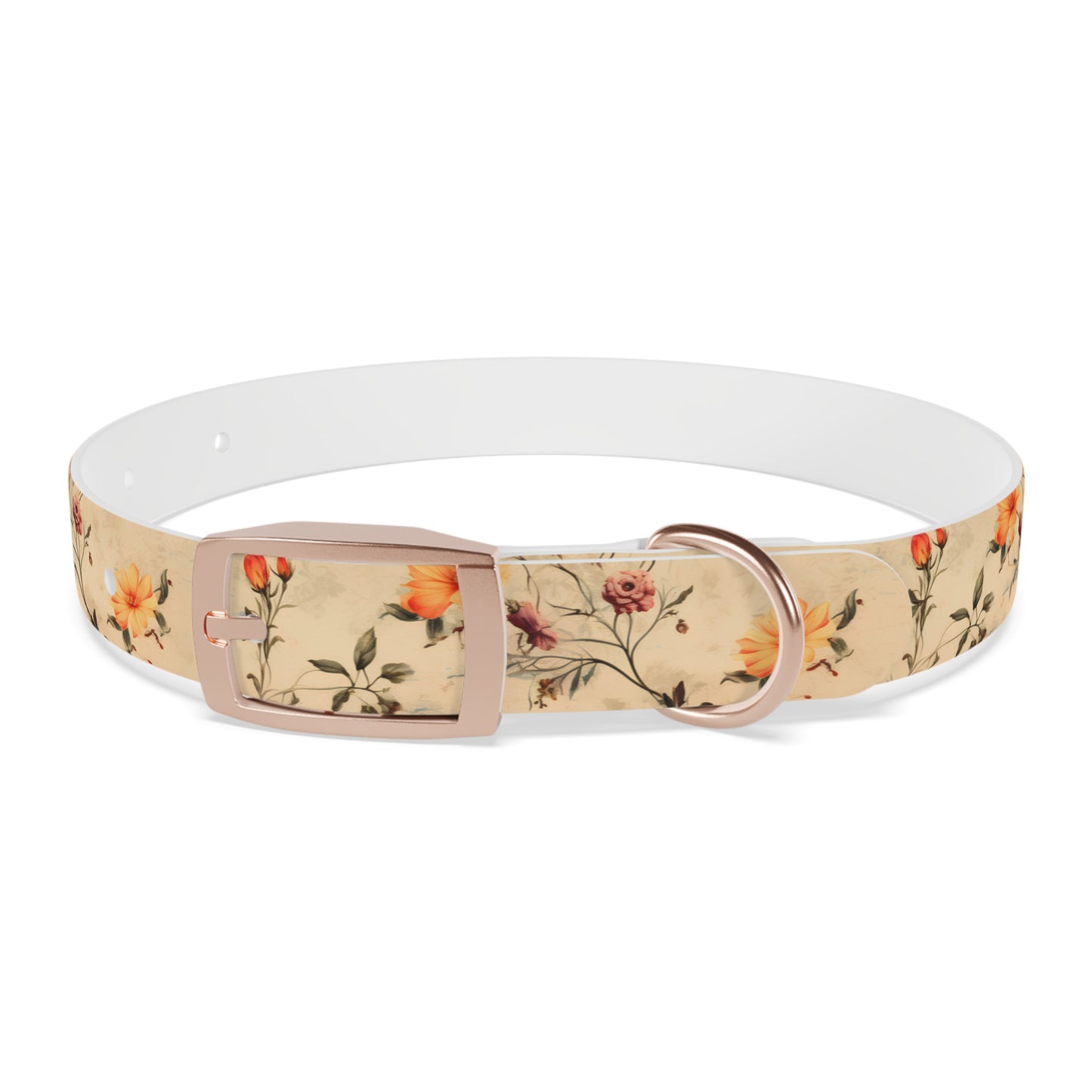 Floral Vintage Dog Collar – Peach Rose Print Pet Collar