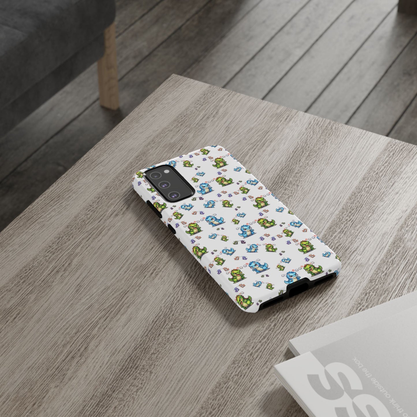 Cute Dino Pattern Phone Case — Playful Cartoon Dinosaur Tough Phone Cover