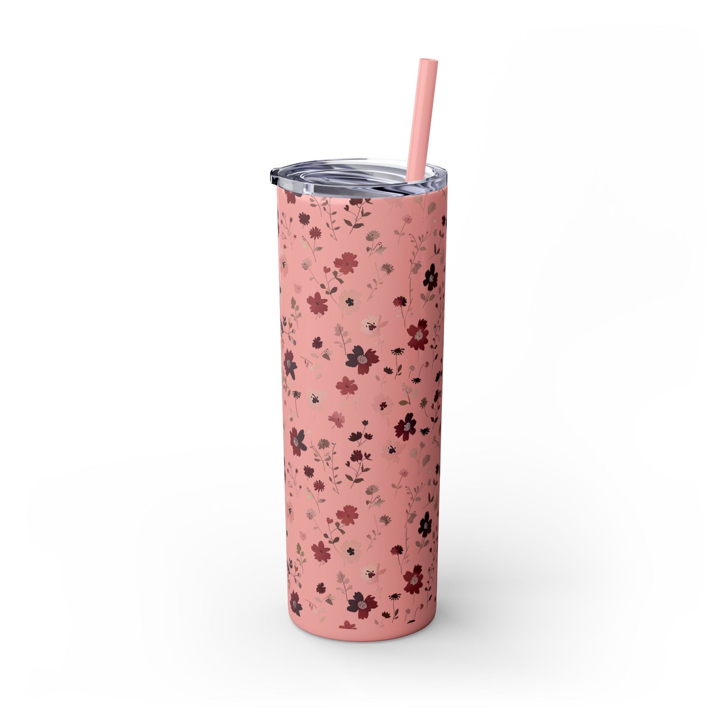 Floral Skinny Tumbler 20oz – Pink Blossom Straw Cup