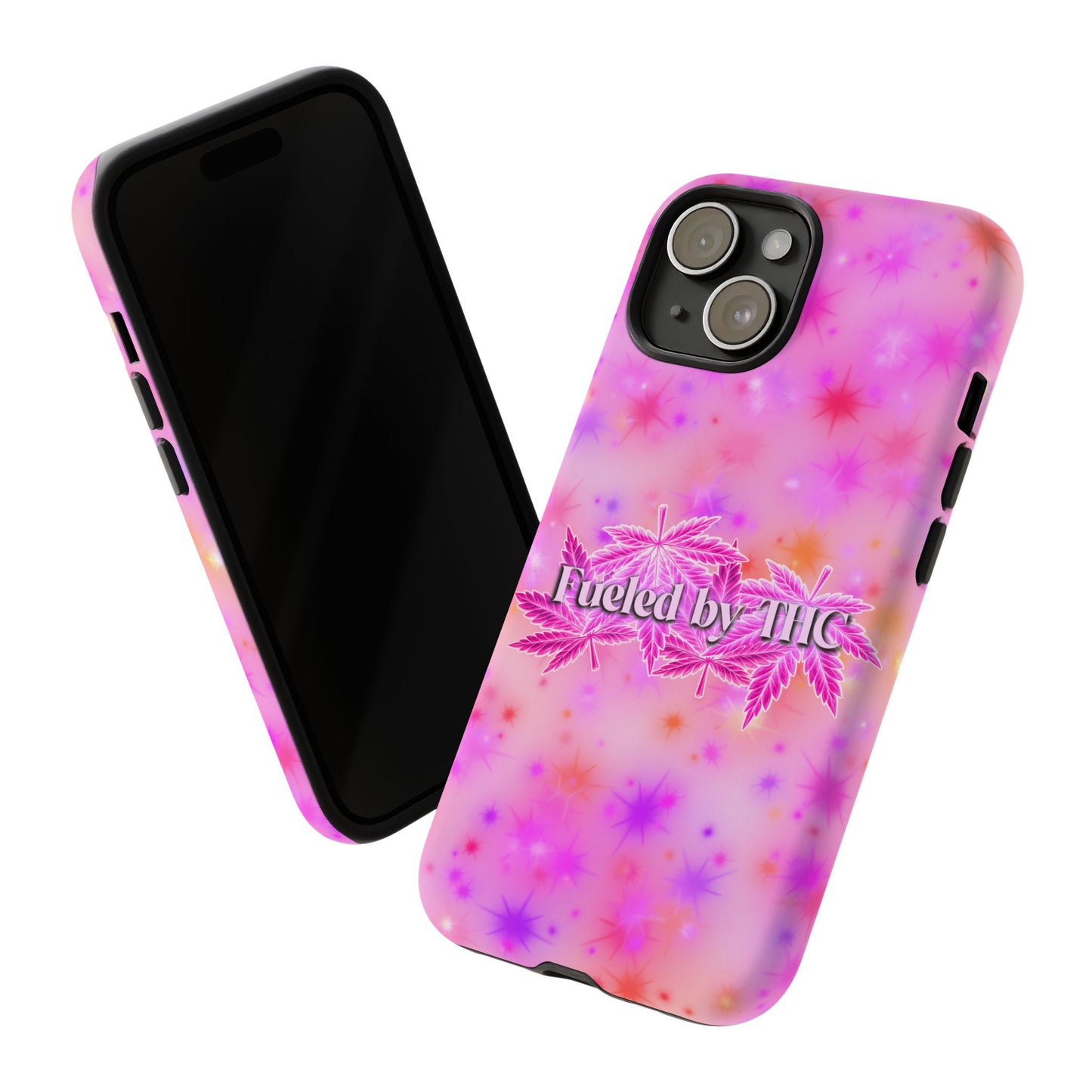Fueled by THC Phone Case — Pink Cannabis Leaf Protective Case