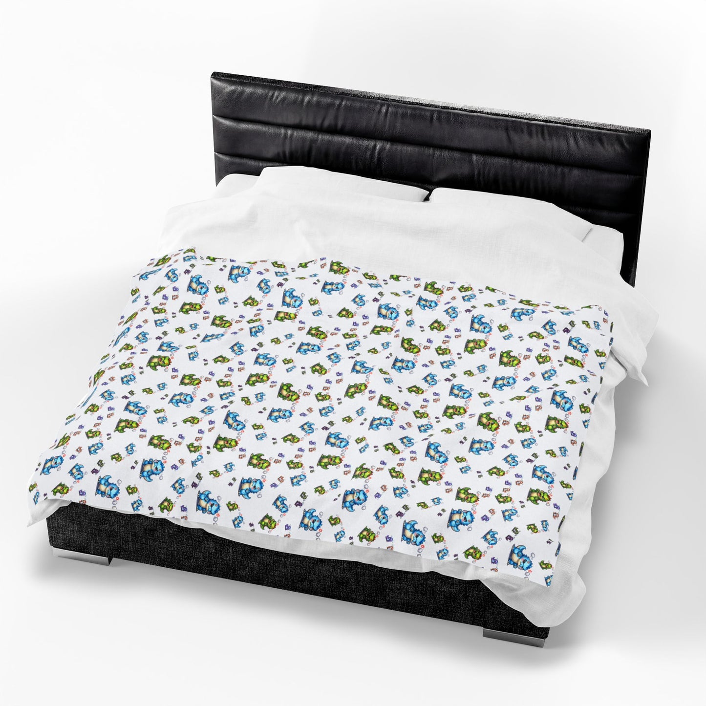 Plush Blanket — Cute Dino Pattern Velveteen Throw