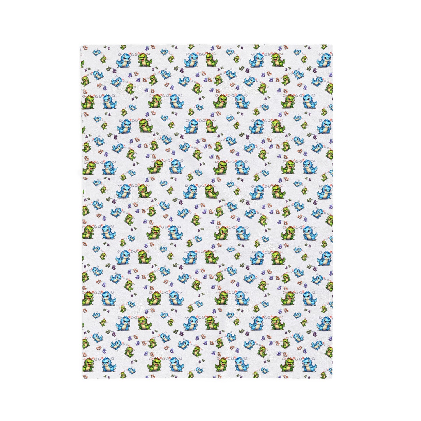 Plush Blanket — Cute Dino Pattern Velveteen Throw