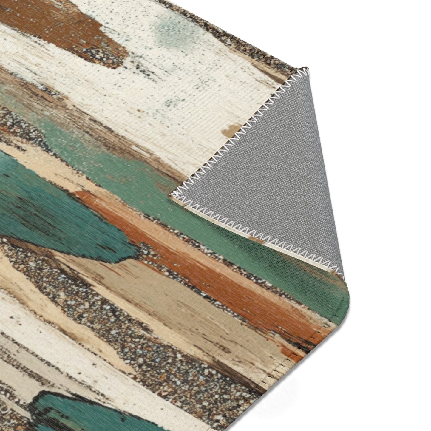 Boho Teal & Rust Brushstroke Area Rug