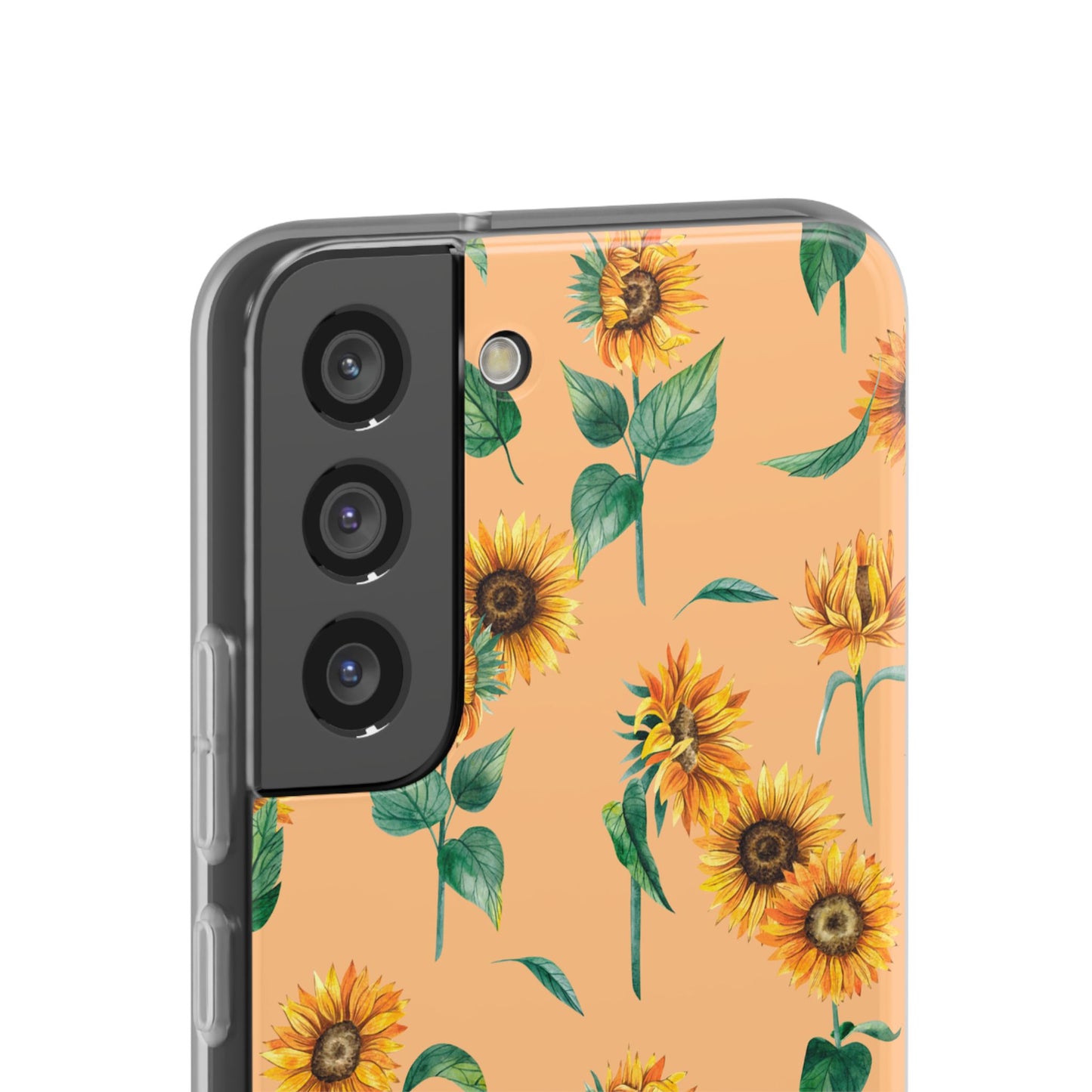 Sunflower Pattern Phone Case — Floral Peach Slim Flexi Case