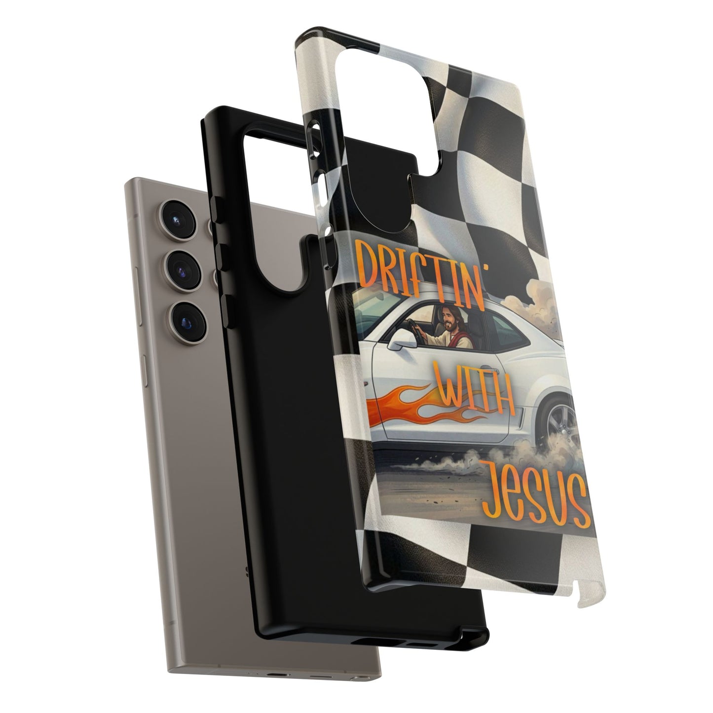 Phone Case — "Driftin' With Jesus" Racing Crosscheck Design - Samsung/ Google phones