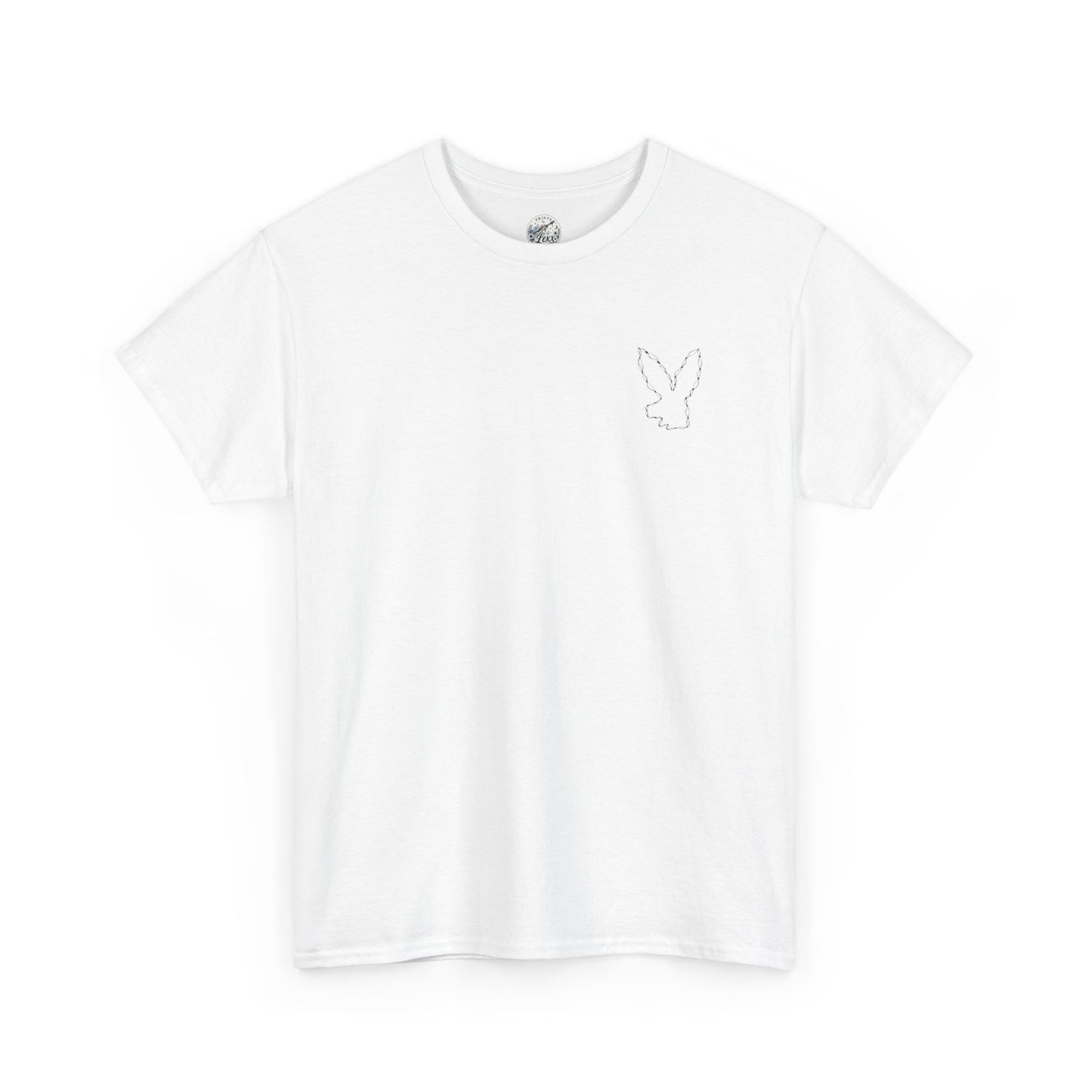 Bunny Outline Tee — Minimal Floral Rabbit Graphic T‑Shirt