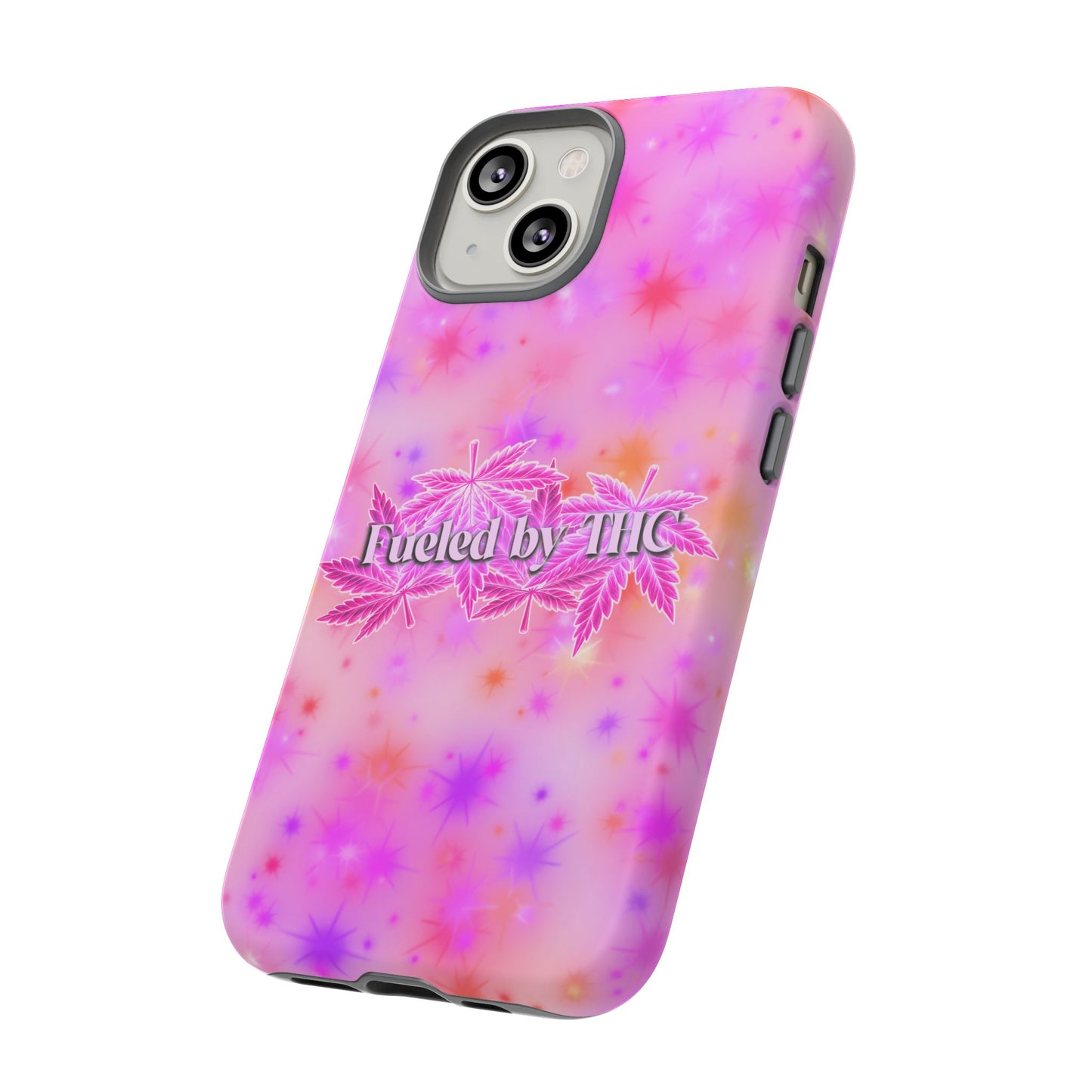 Fueled by THC Phone Case — Pink Cannabis Leaf Protective Case
