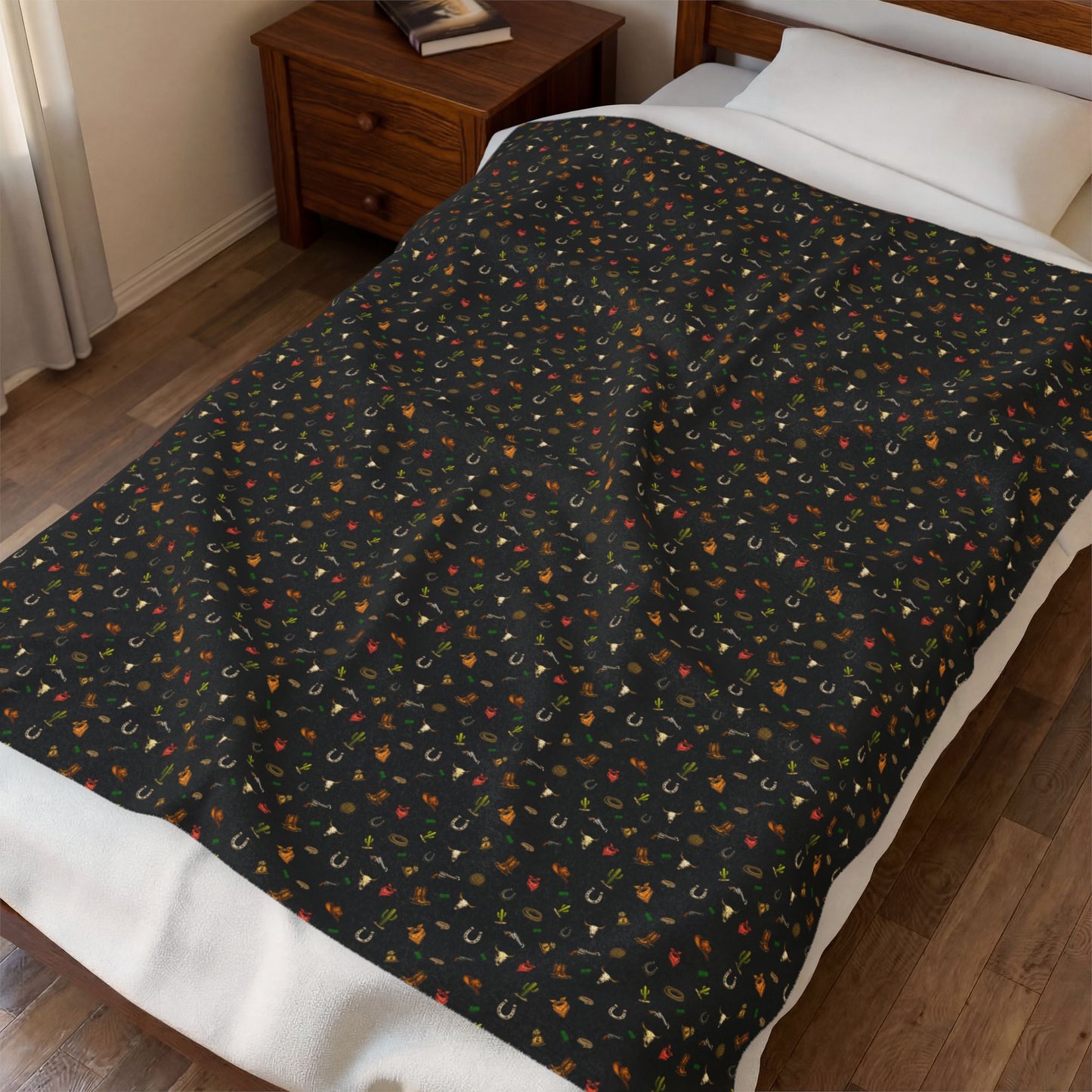 Western Velveteen Plush Blanket — western Pattern Cozy Throw