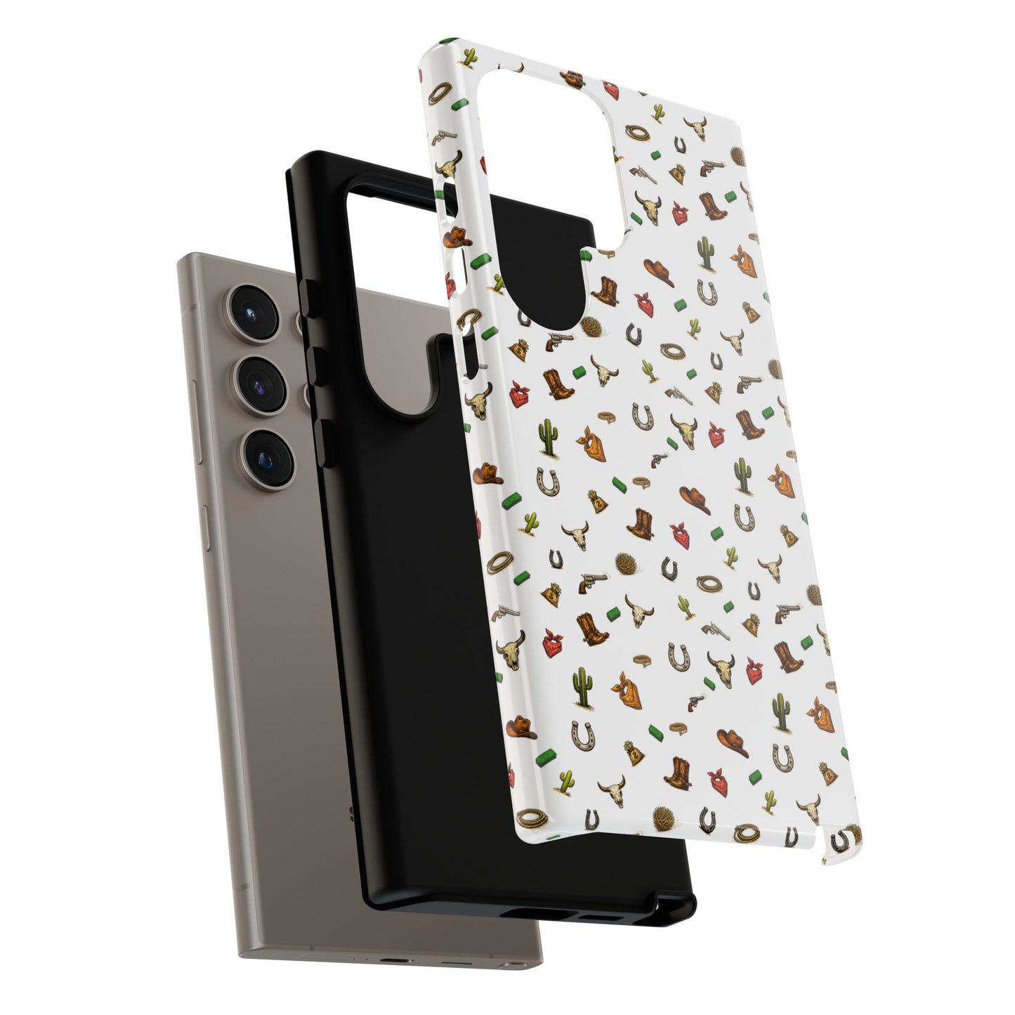 Western Pattern Phone Case — Cowboy Boots, Hats, Horseshoes & Cactus Tough Case