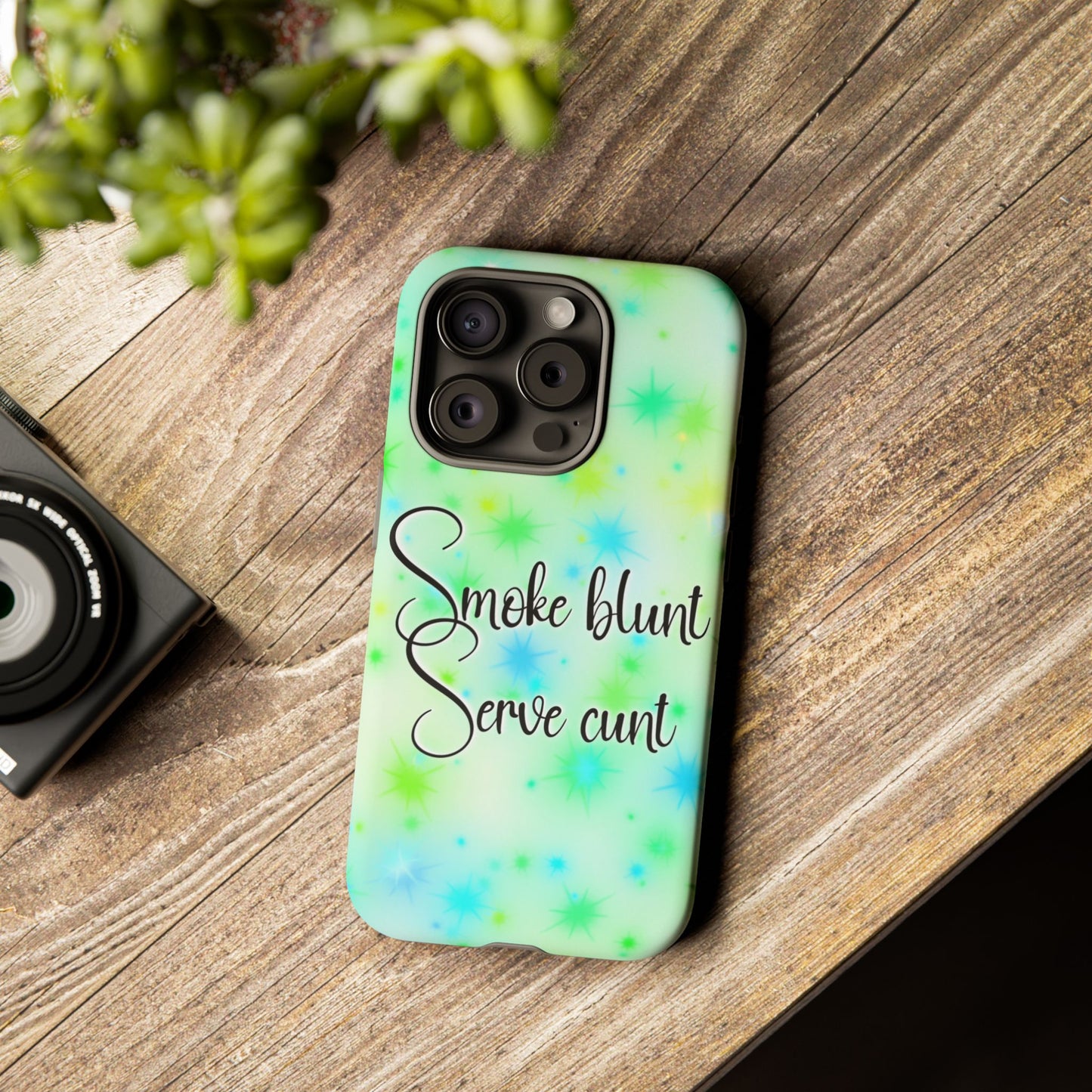 Phone Case — "Smoke blunt, Serve cunt" Green Starburst Tough Case