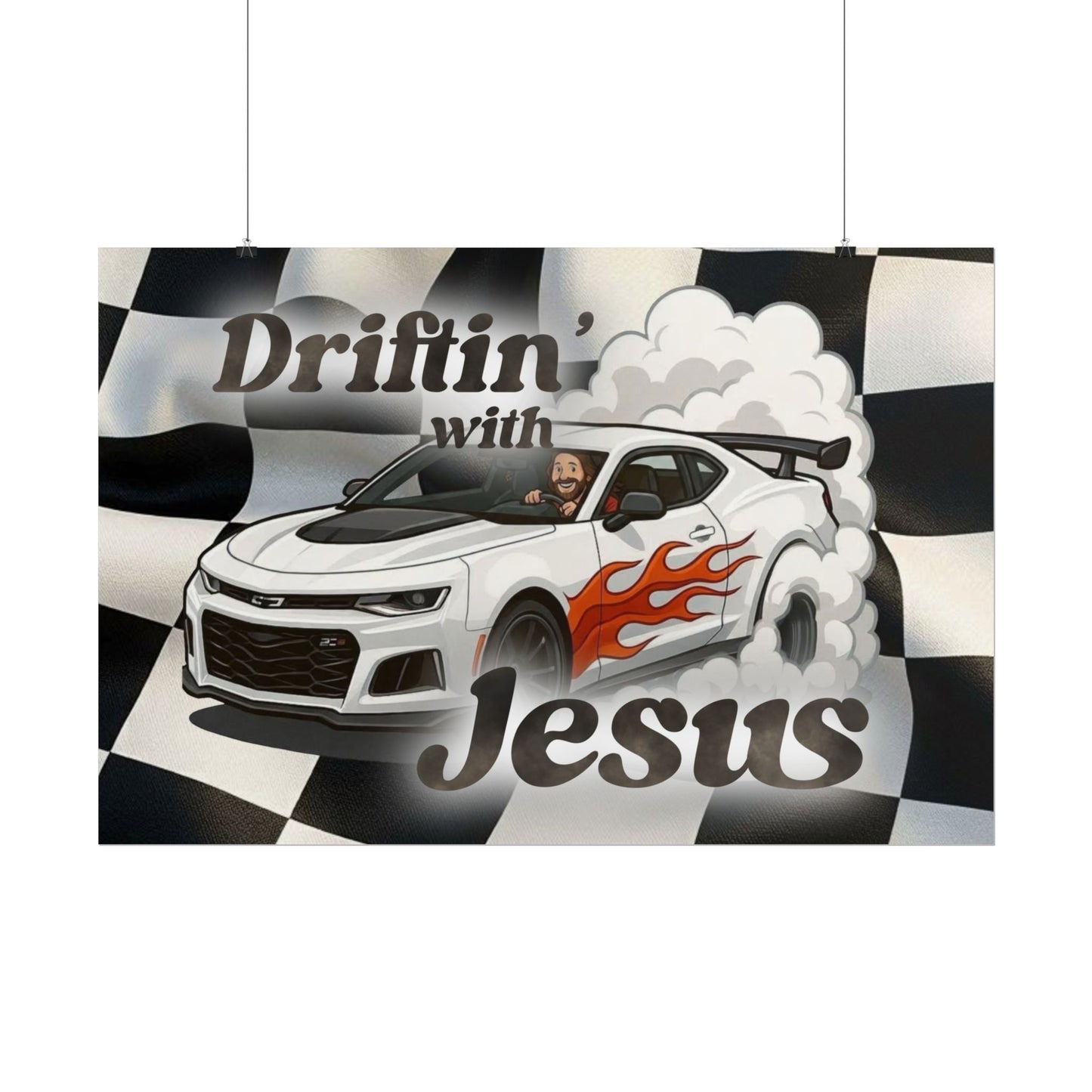 Rolled Poster — "Driftin' with Jesus" Racing Car Wall Art