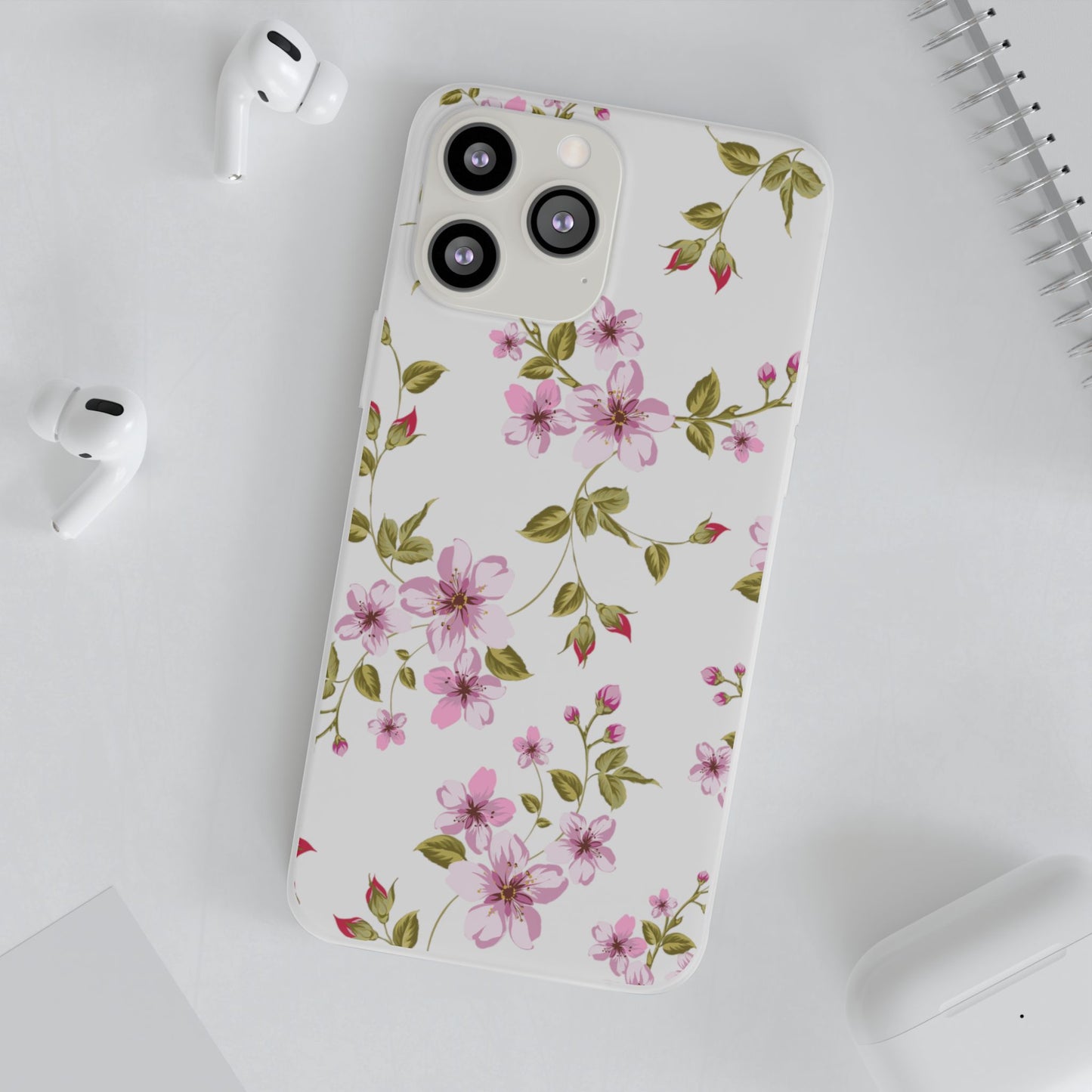 Floral Pink Blossom Flexi Case — Slim Protective Phone Case with Watercolor Cherry Blossom Design