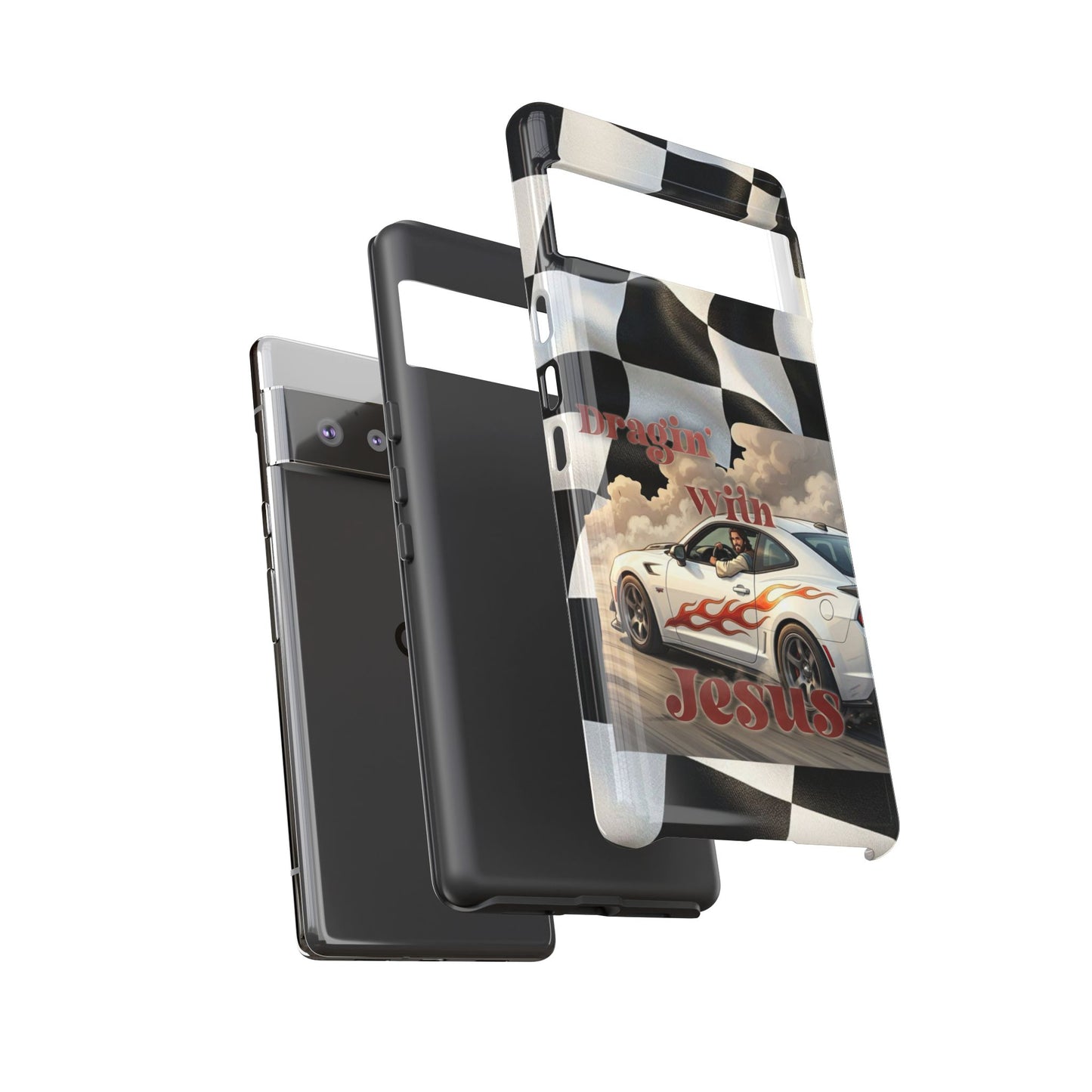 Phone Case — "Dragin' With Jesus" Racing Checkered flag - Samsung / Google phones