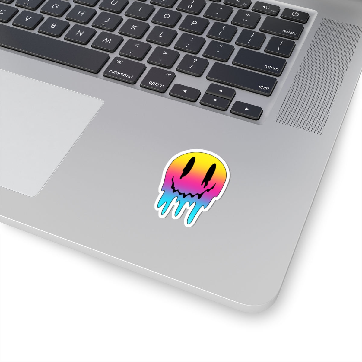 Dripping Rainbow Smiley Sticker — Melted Grunge Laptop Decal