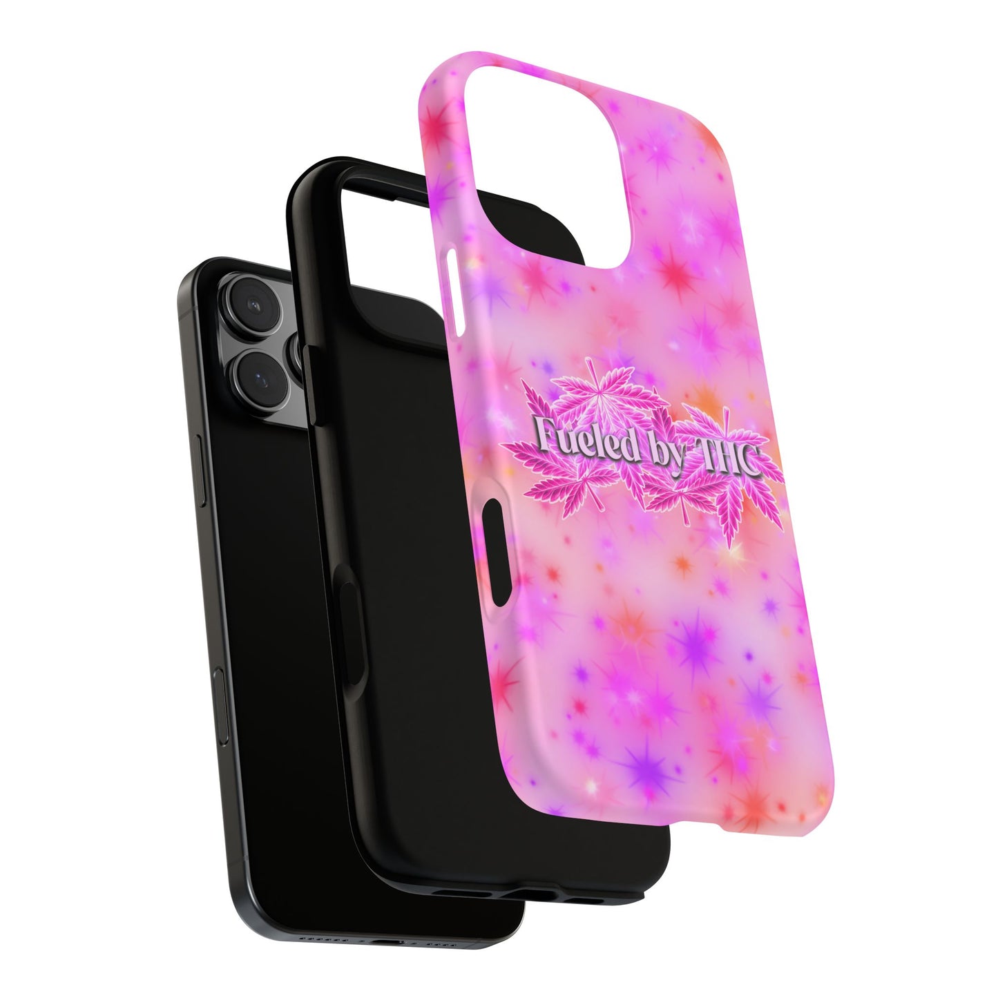 Fueled by THC Phone Case — Pink Cannabis Leaf Protective Case