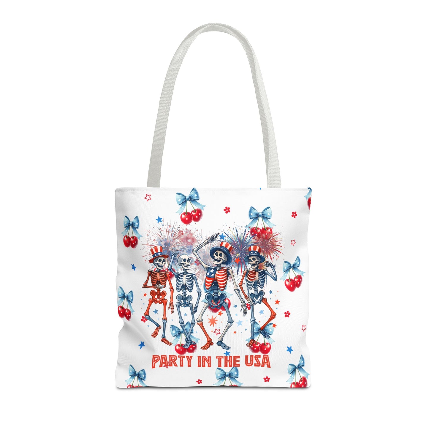 Patriotic Skeletons Tote Bag — "Party in the USA" 4th of July All-Over Print