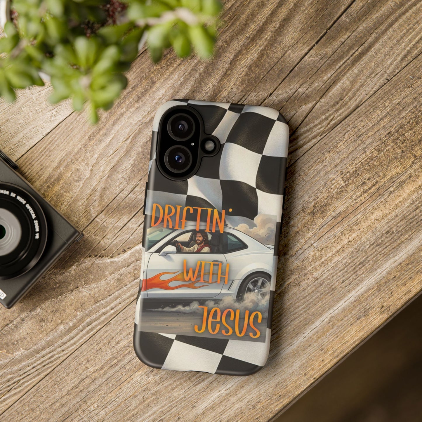 Phone Case — "Driftin' with Jesus" Racing Flag Design- iPhone