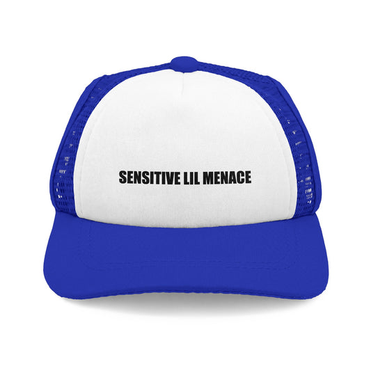 Dog Trucker Hat — "Sensitive Lil Menace" Embroidered Foam Cap
