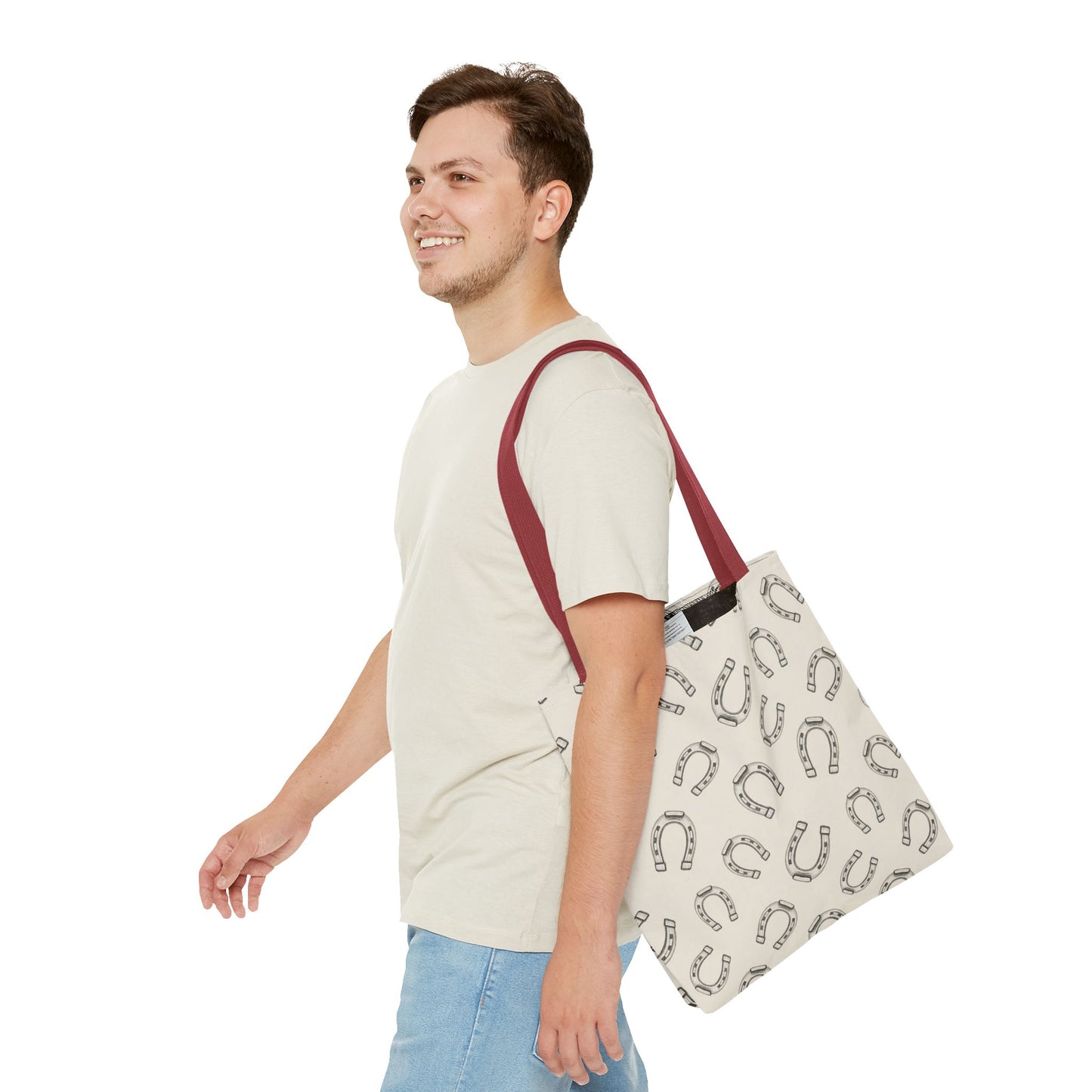 Horseshoe Pattern Tote Bag – Lucky Neutral Printed Canvas Tote