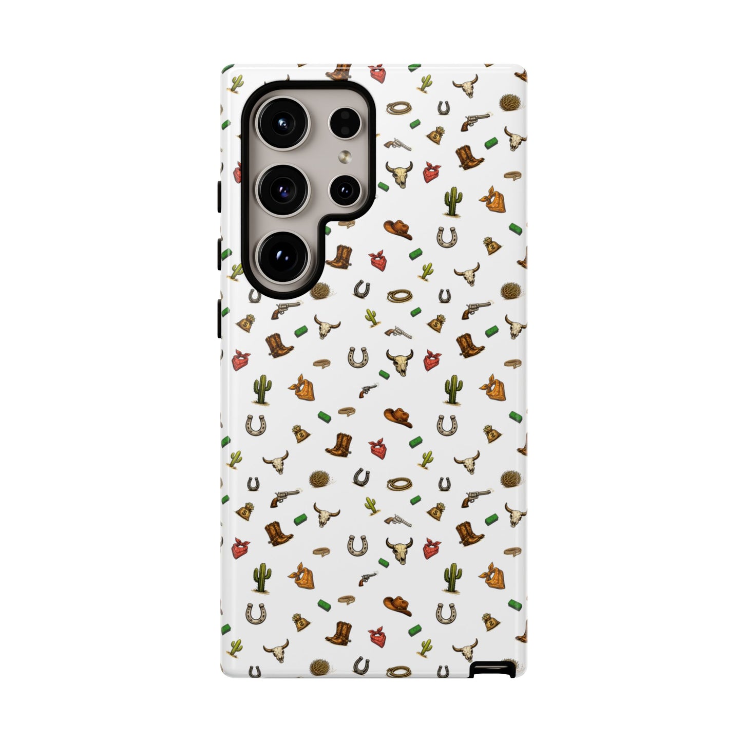 Western Pattern Phone Case — Cowboy Boots, Hats, Horseshoes & Cactus Tough Case