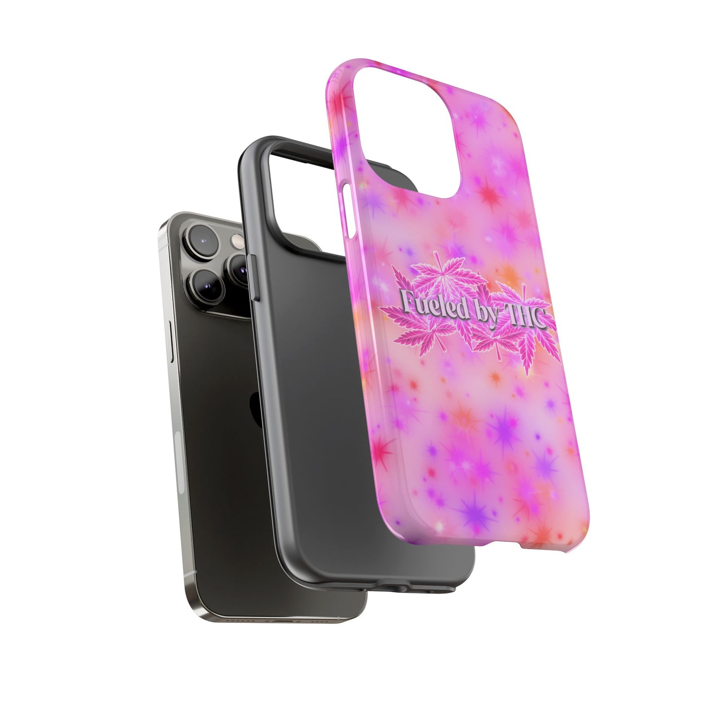 Fueled by THC Phone Case — Pink Cannabis Leaf Protective Case