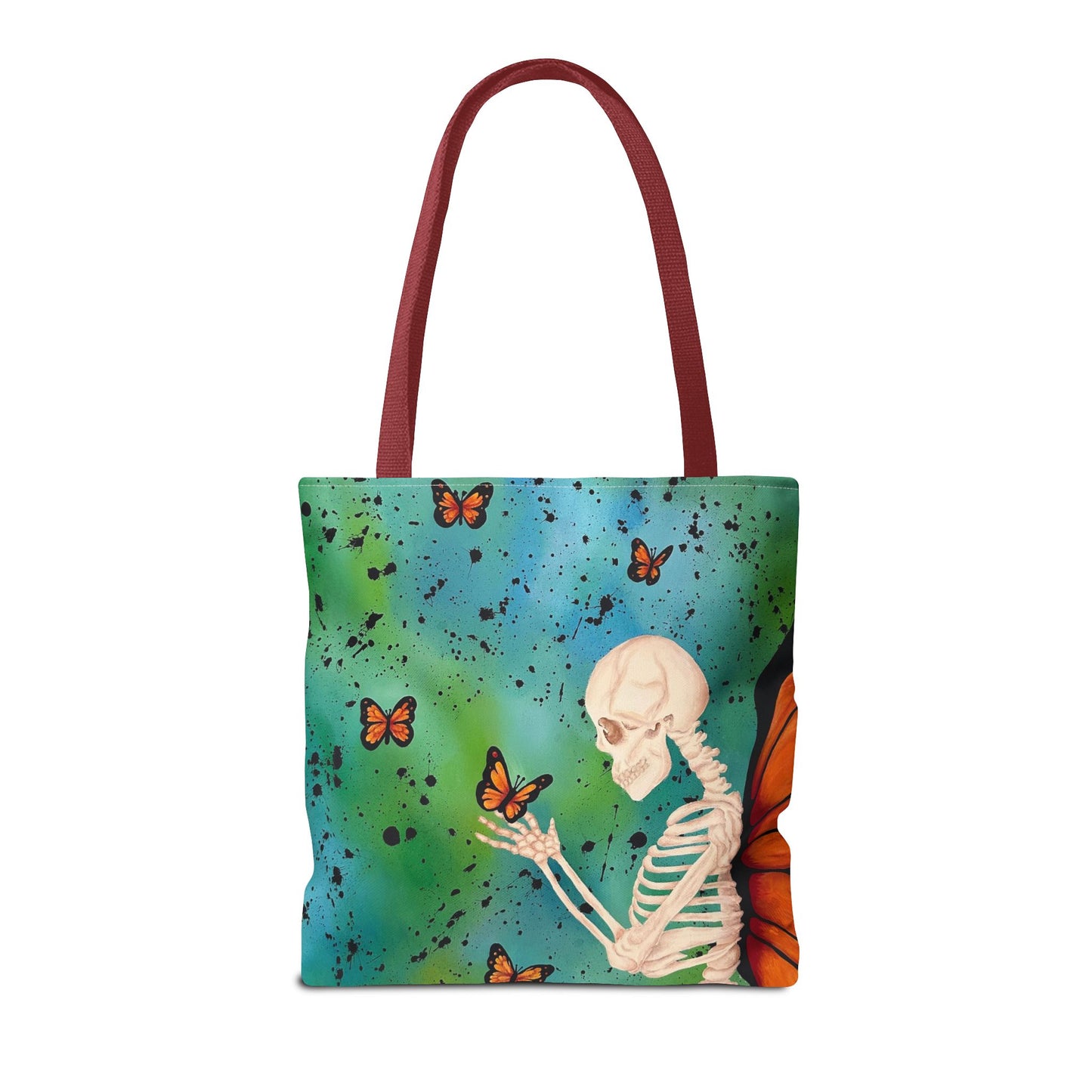 Skeleton & Monarch Tote Bag – Butterfly Skull Art Tote