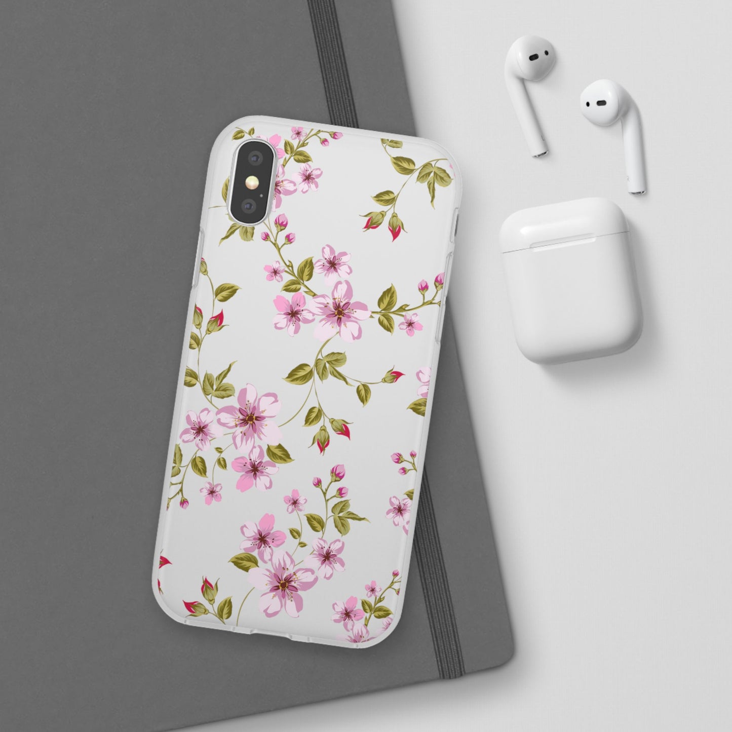 Floral Pink Blossom Flexi Case — Slim Protective Phone Case with Watercolor Cherry Blossom Design