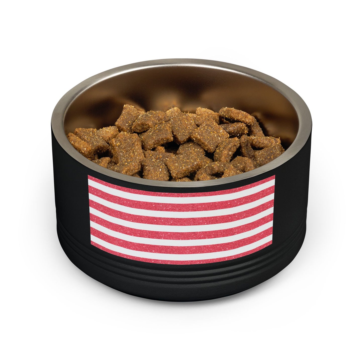 Personalized Pet Bowl - 18oz Red Striped Custom Name Dog & Cat Bowl