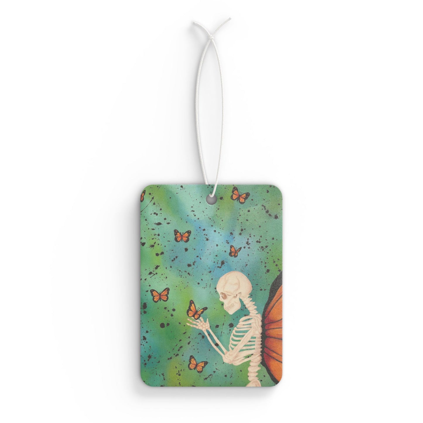 Skeleton & Monarch Car Air Freshener — Butterfly Wings Aromatic Hanging Decor