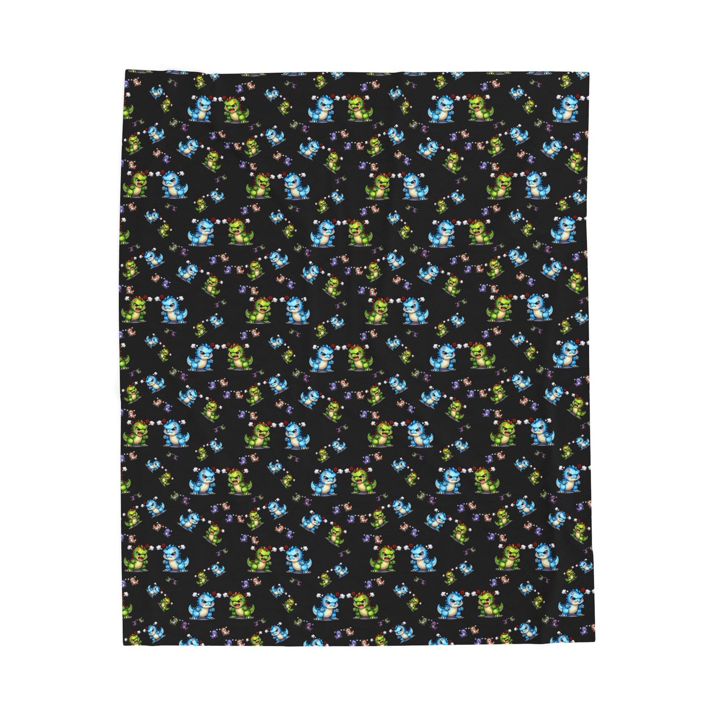 Plush Blanket — Cute Dino Pattern Velveteen Throw