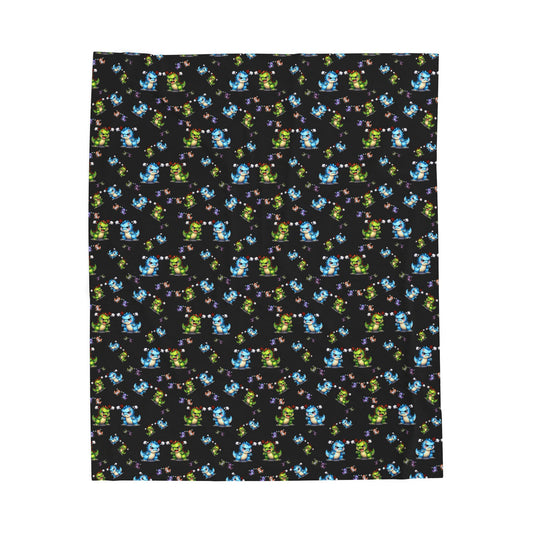 Plush Blanket — Cute Dino Pattern Velveteen Throw
