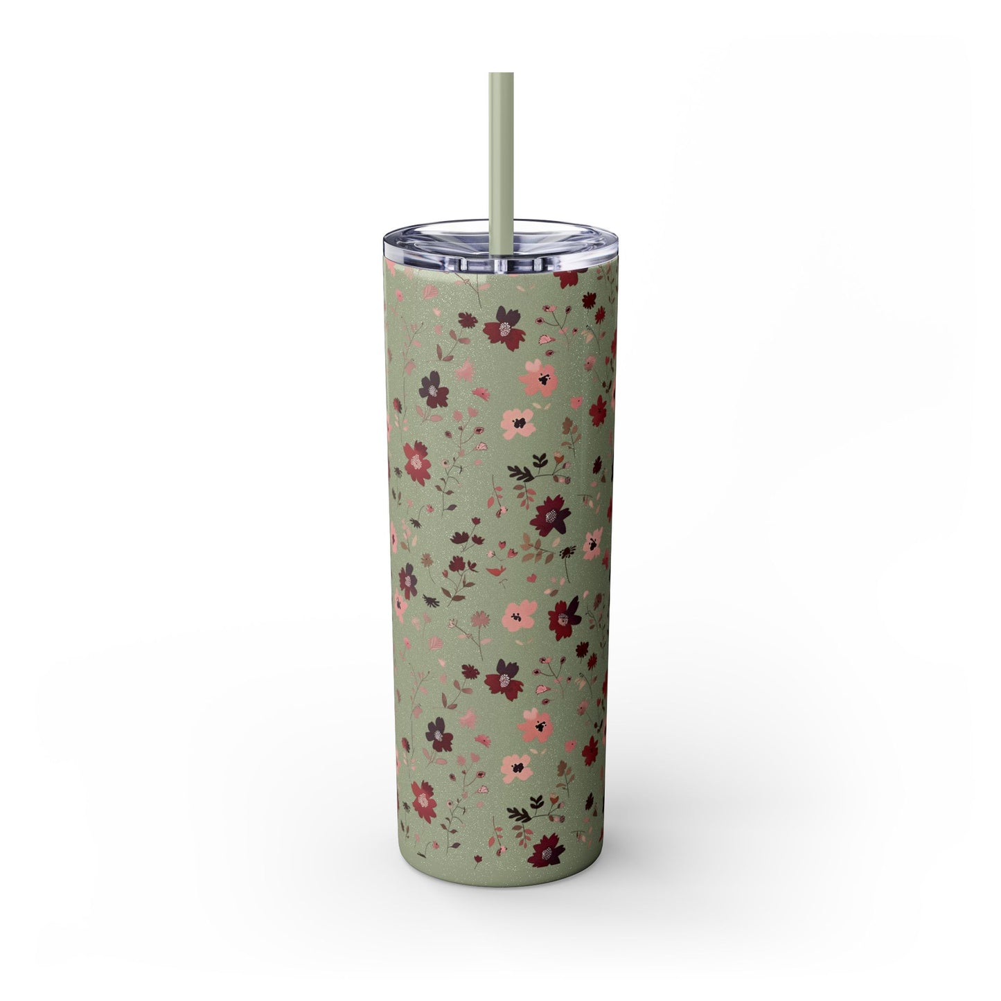 Floral Skinny Tumbler 20oz – Pink Blossom Straw Cup