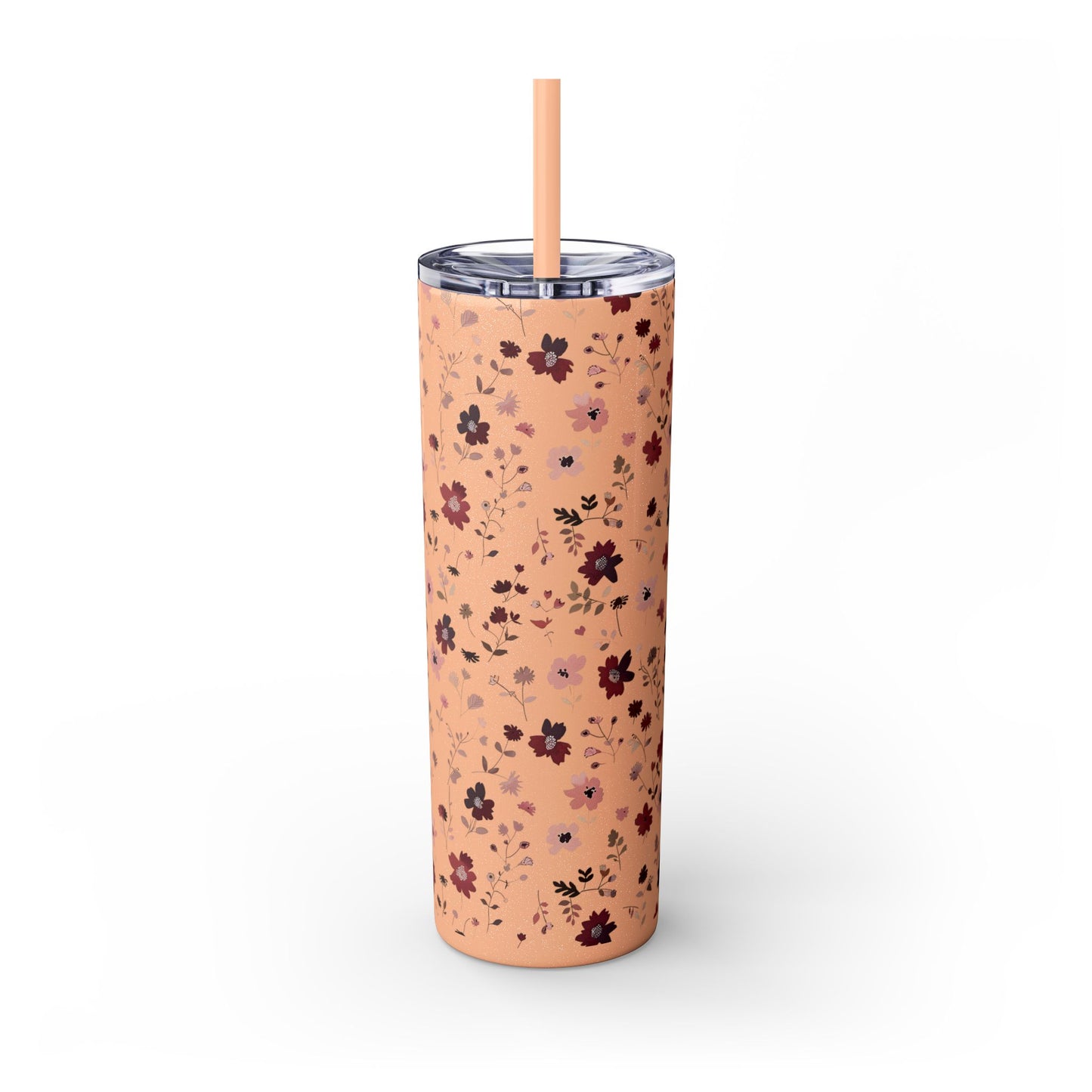 Floral Skinny Tumbler 20oz – Pink Blossom Straw Cup