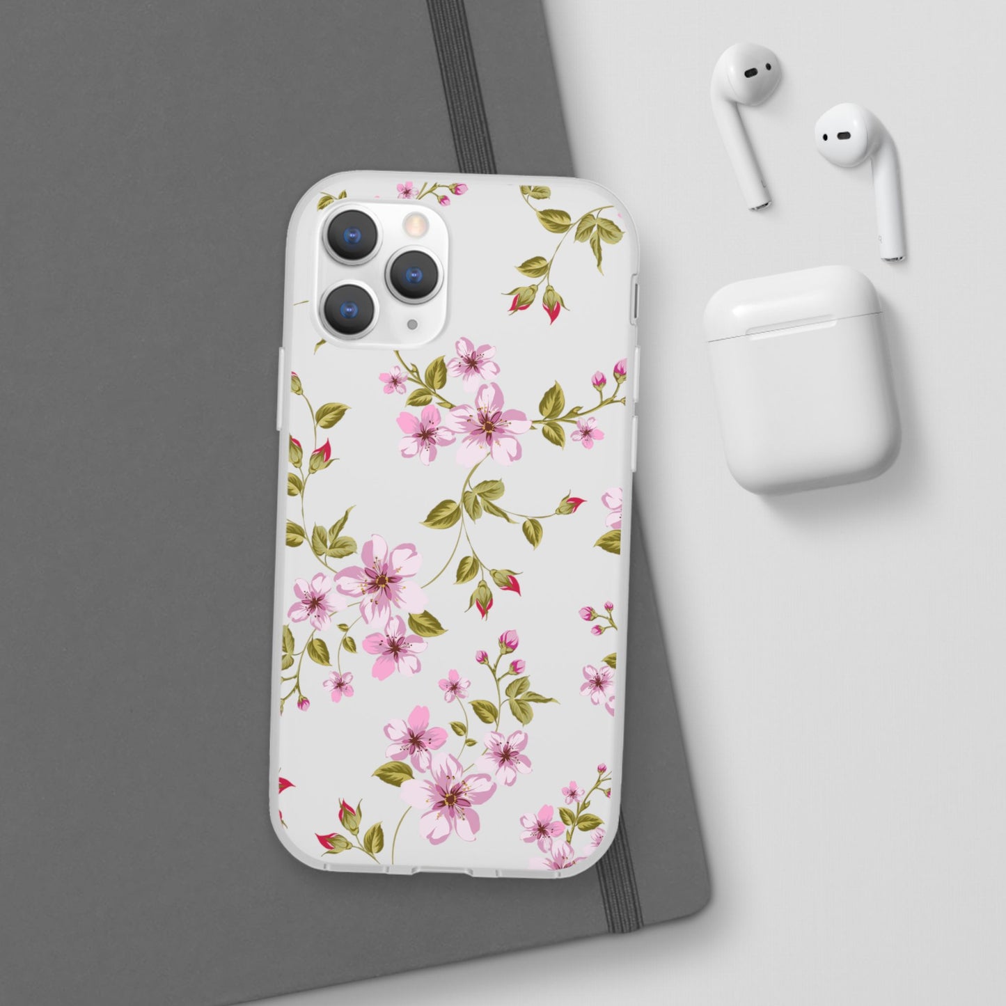 Floral Pink Blossom Flexi Case — Slim Protective Phone Case with Watercolor Cherry Blossom Design