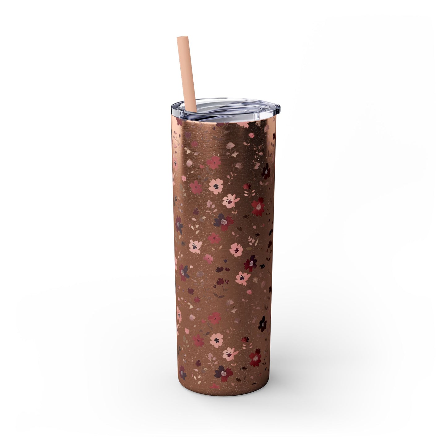 Floral Skinny Tumbler 20oz – Pink Blossom Straw Cup
