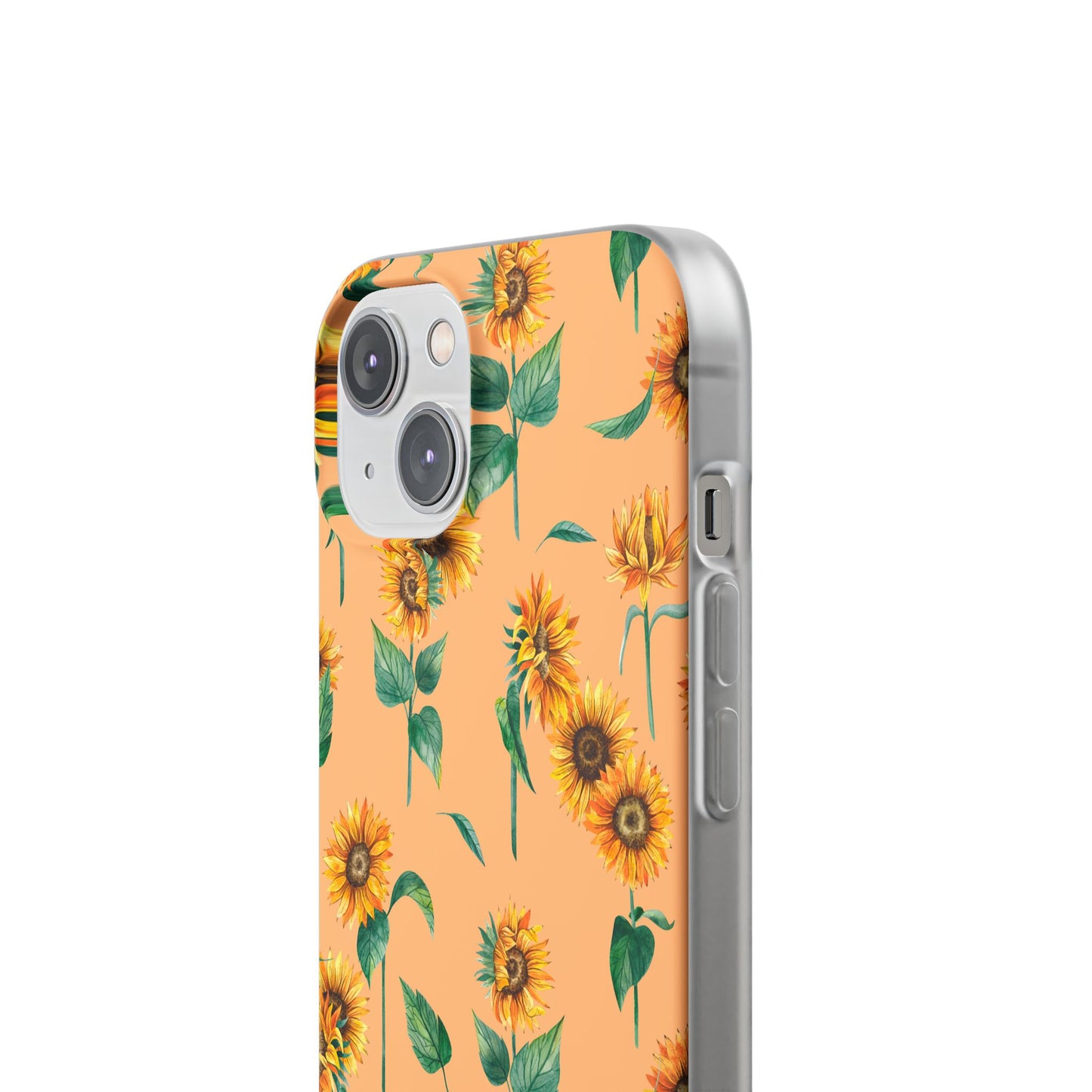 Sunflower Pattern Flexi Case — Floral Phone Case on Peach Background