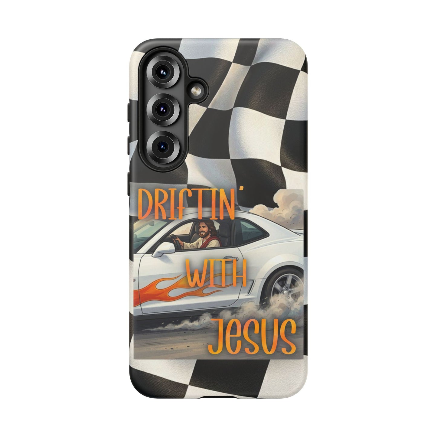 Phone Case — "Driftin' With Jesus" Racing Crosscheck Design - Samsung/ Google phones