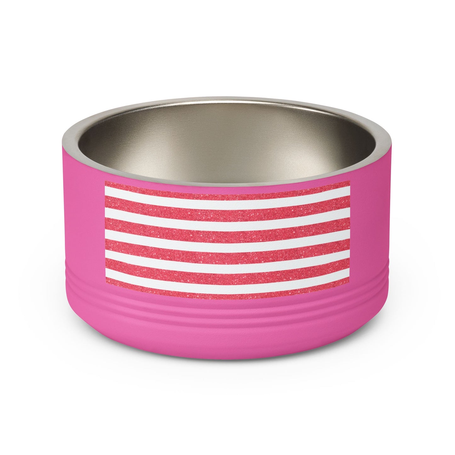 Personalized Pet Bowl - 18oz Red Striped Custom Name Dog & Cat Bowl