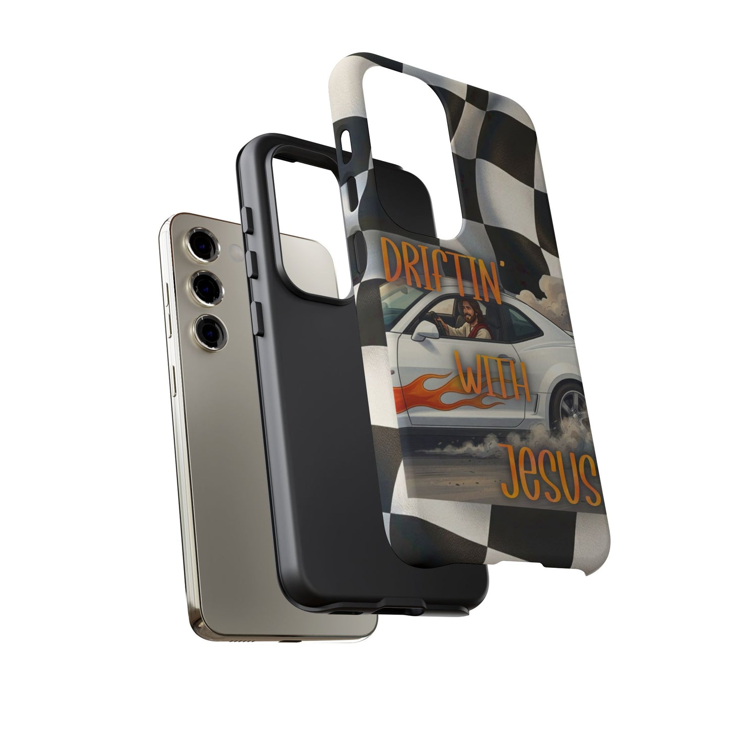 Phone Case — "Driftin' With Jesus" Racing Crosscheck Design - Samsung/ Google phones