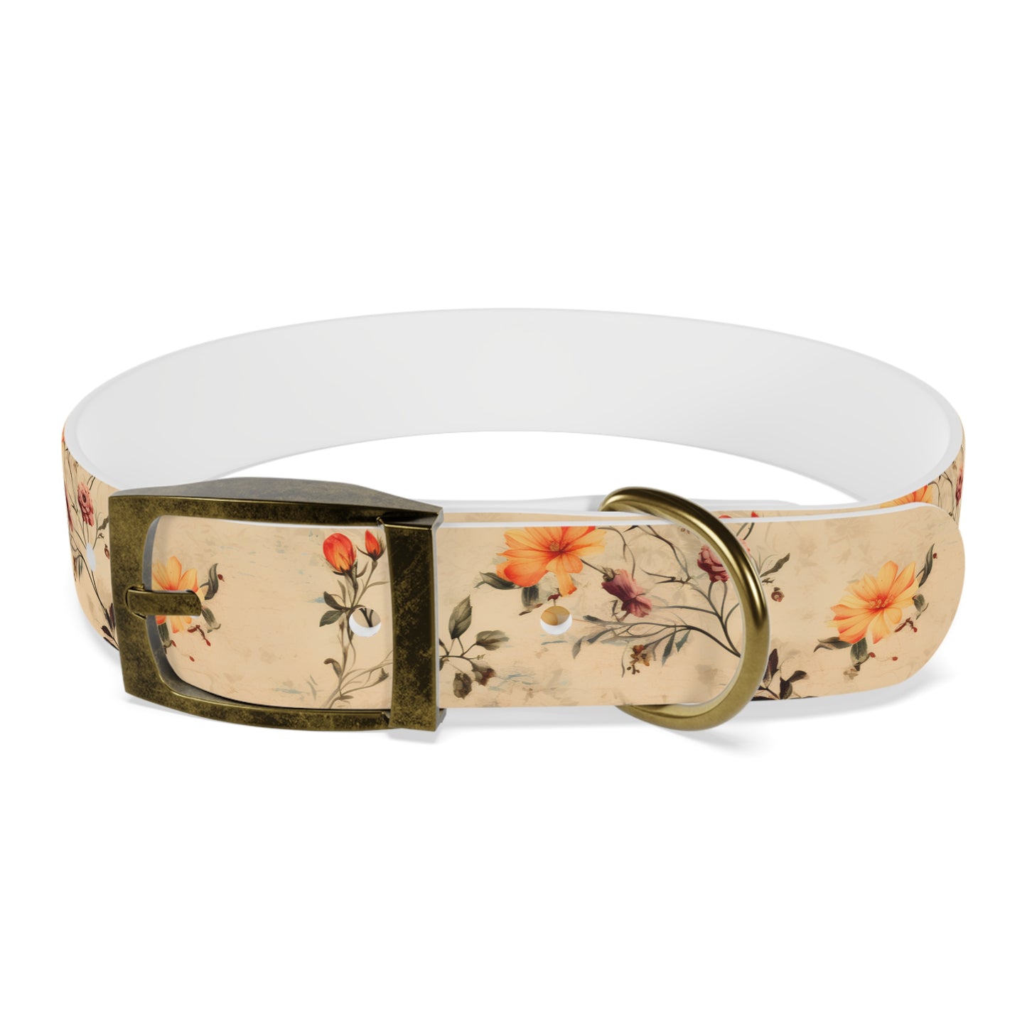 Floral Vintage Dog Collar – Peach Rose Print Pet Collar