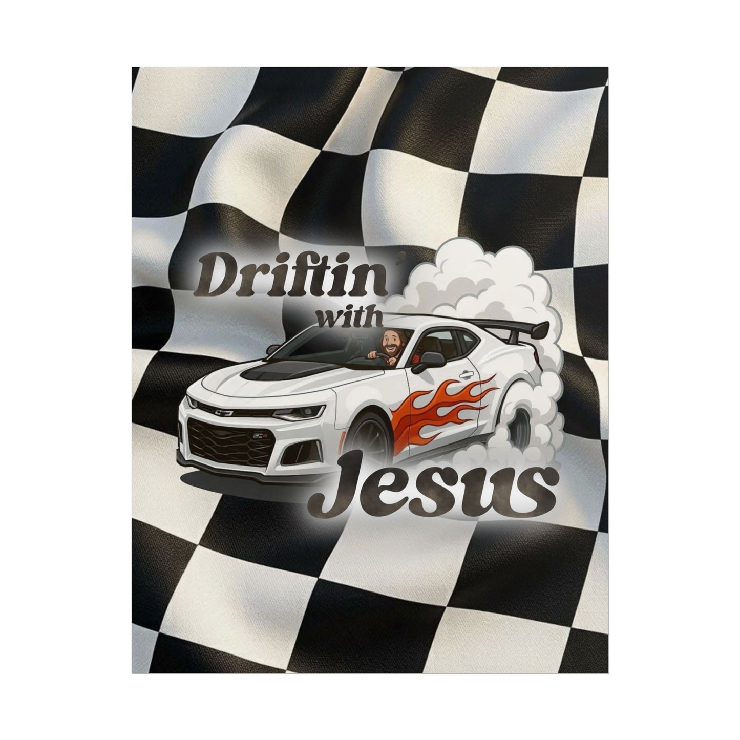 Rolled Poster — "Driftin' with Jesus" Racing Car Wall Art