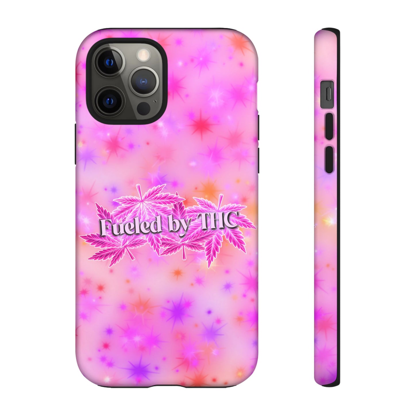 Fueled by THC Phone Case — Pink Cannabis Leaf Protective Case