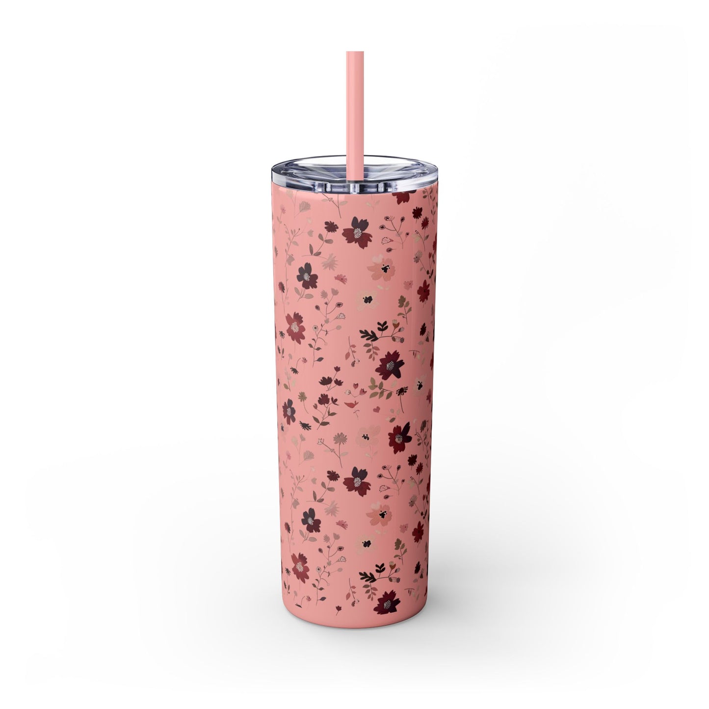 Floral Skinny Tumbler 20oz – Pink Blossom Straw Cup