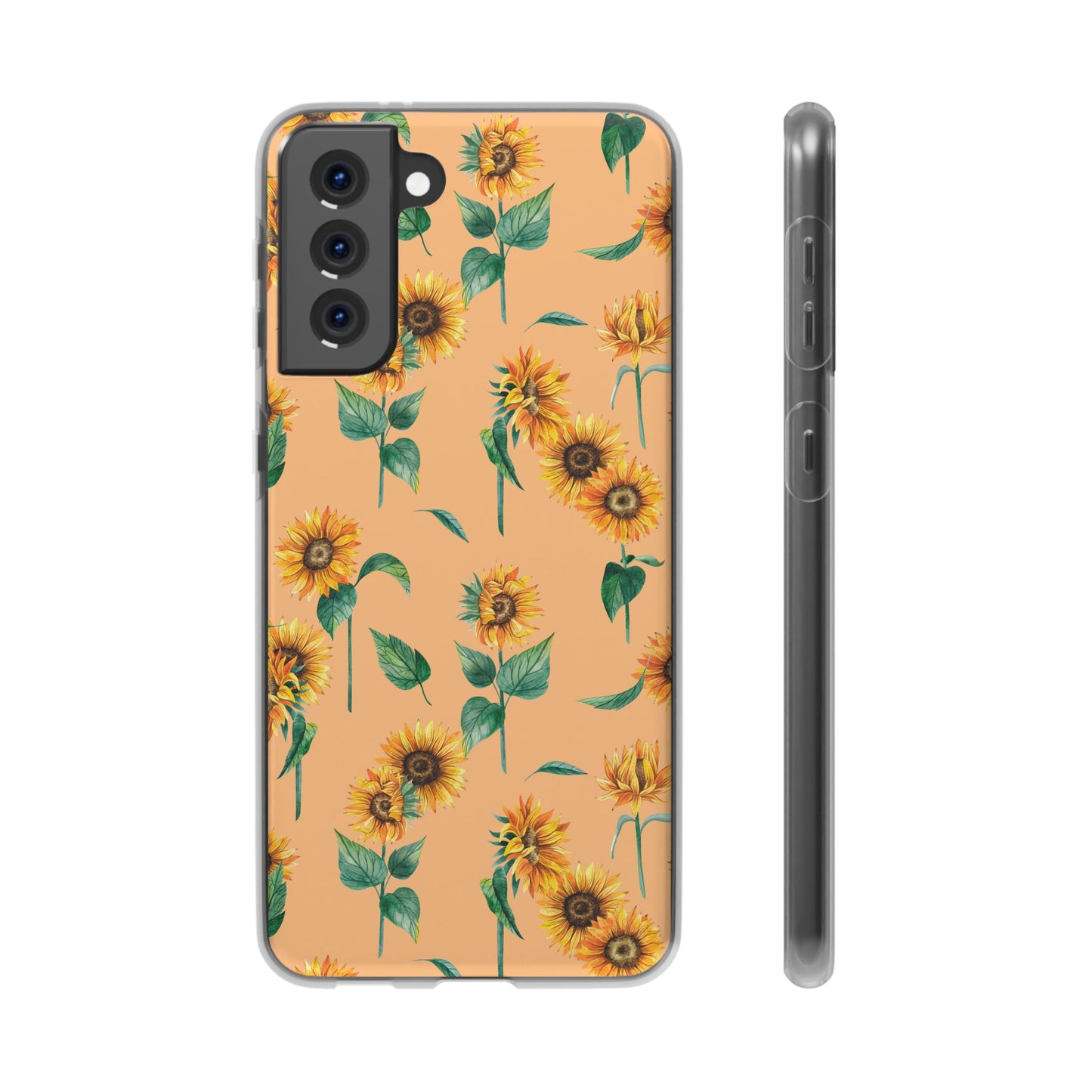 Sunflower Pattern Phone Case — Floral Peach Slim Flexi Case
